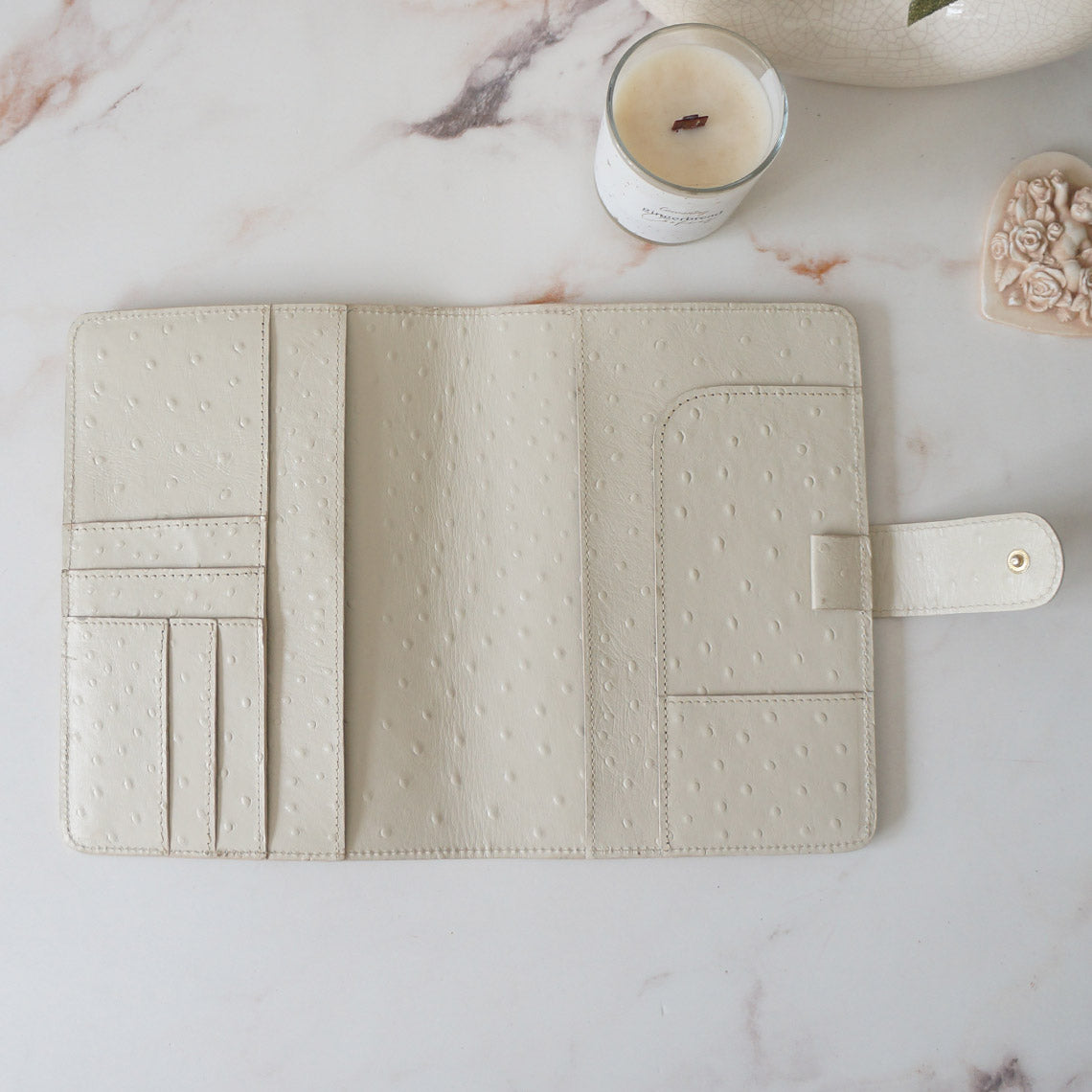 A5 Journal Cover with Clear Front - Cream Ostrich