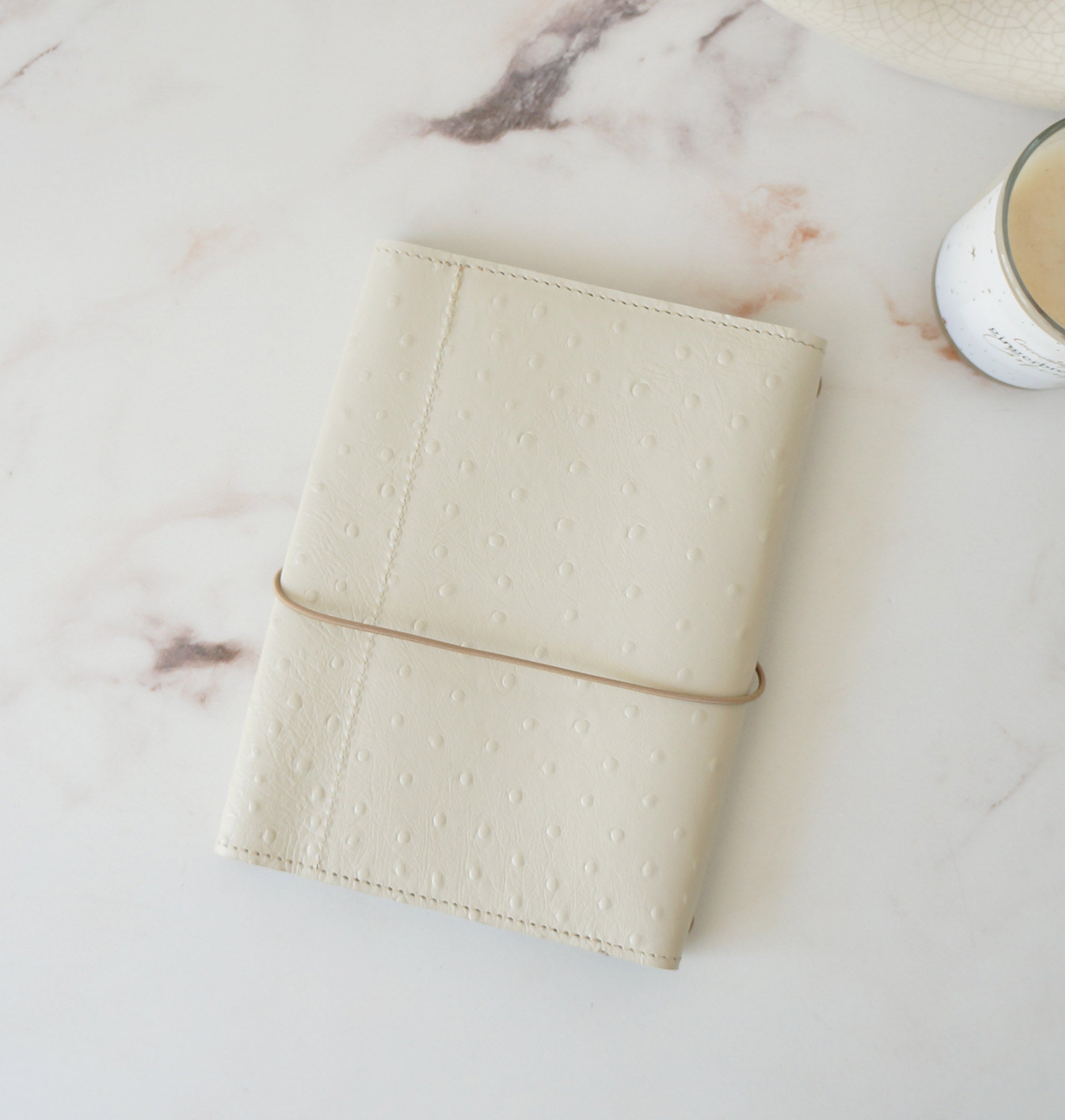 B6 Trifold Epure - Cream Ostrich