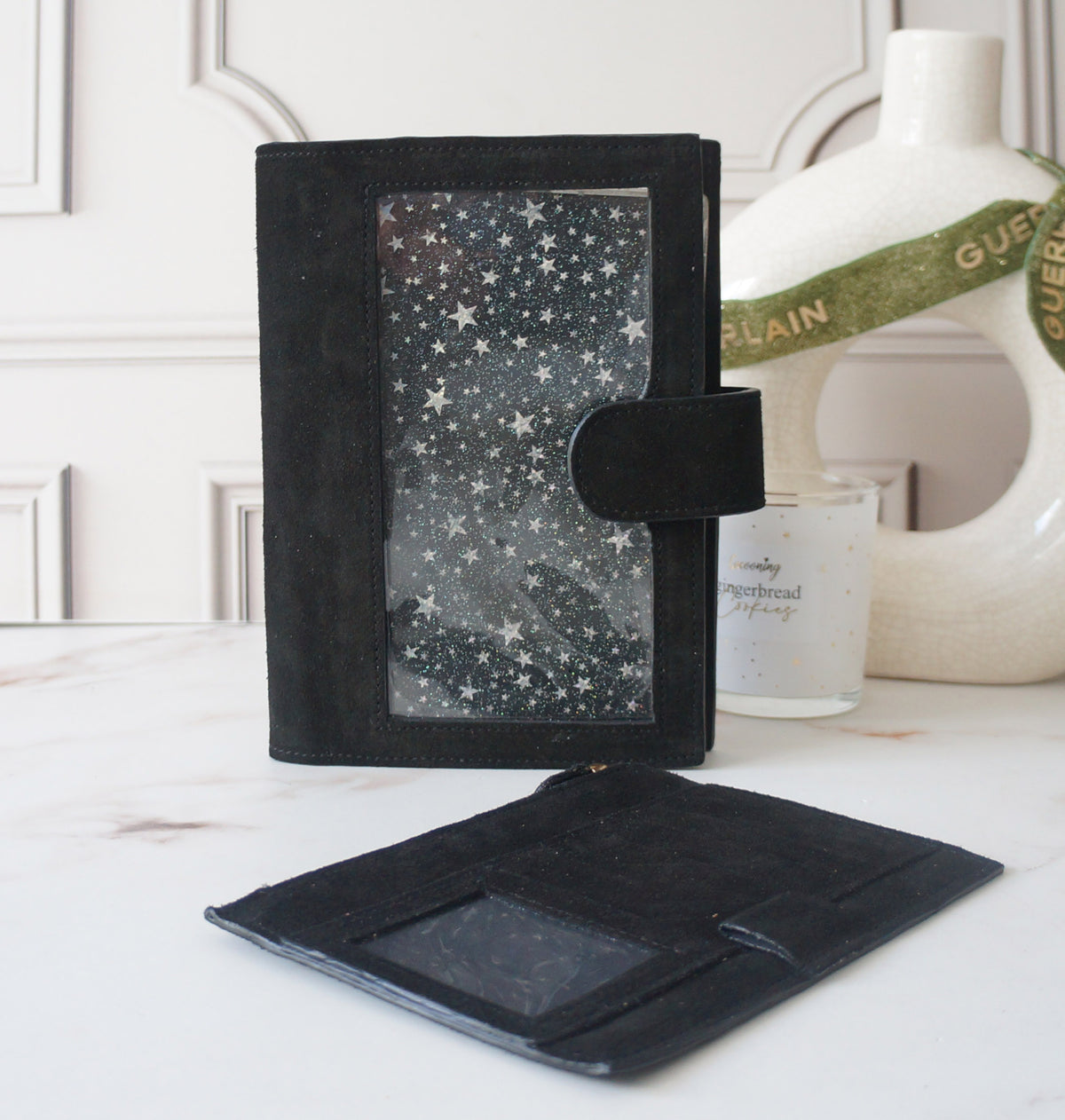 B6 Journal Cover full clear front + Fly Leaf - Suede Black