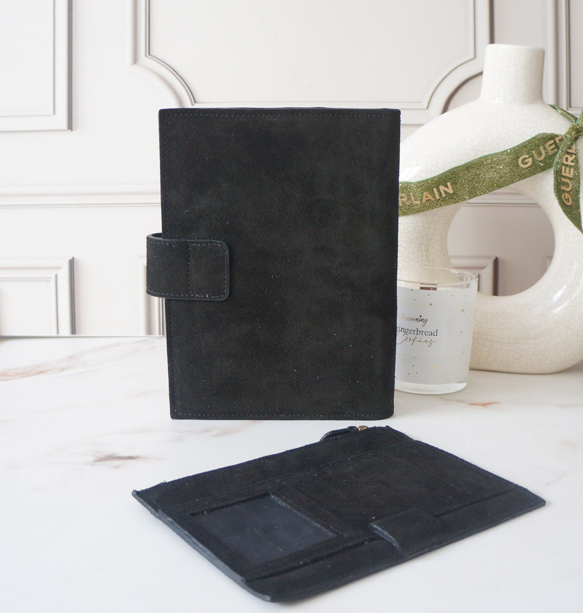 B6 Journal Cover full clear front + Fly Leaf - Suede Black