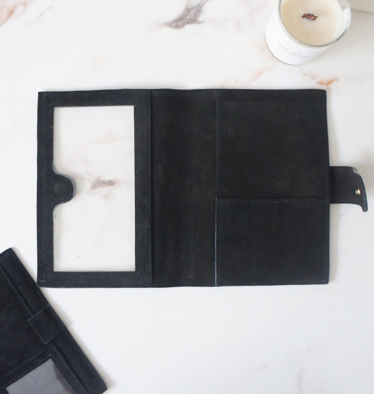 B6 Journal Cover full clear front + Fly Leaf - Suede Black