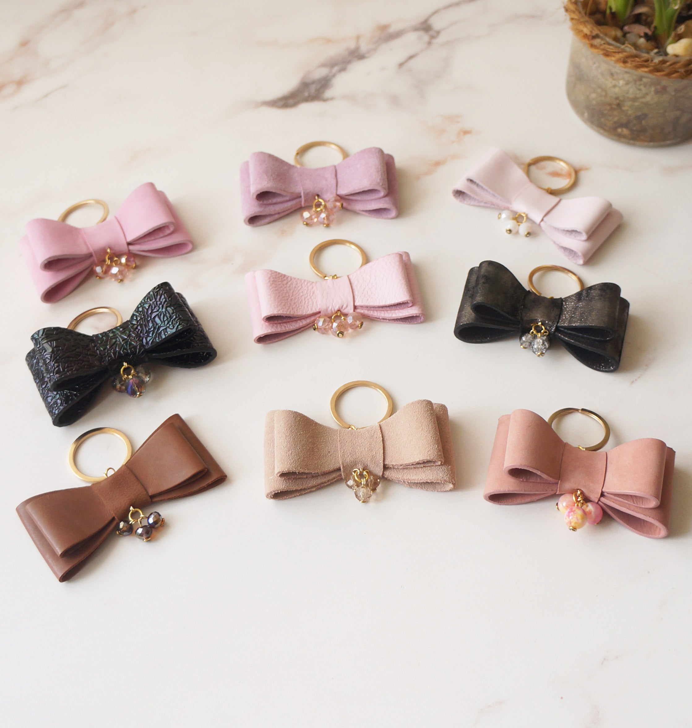 Leather Bow Key Ring