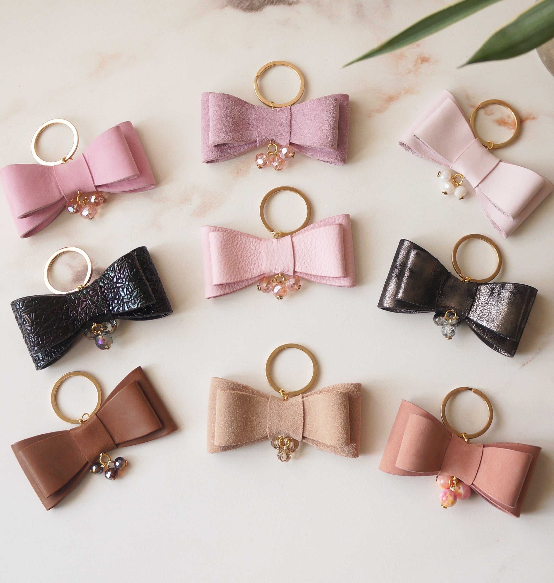 Leather Bow Key Ring