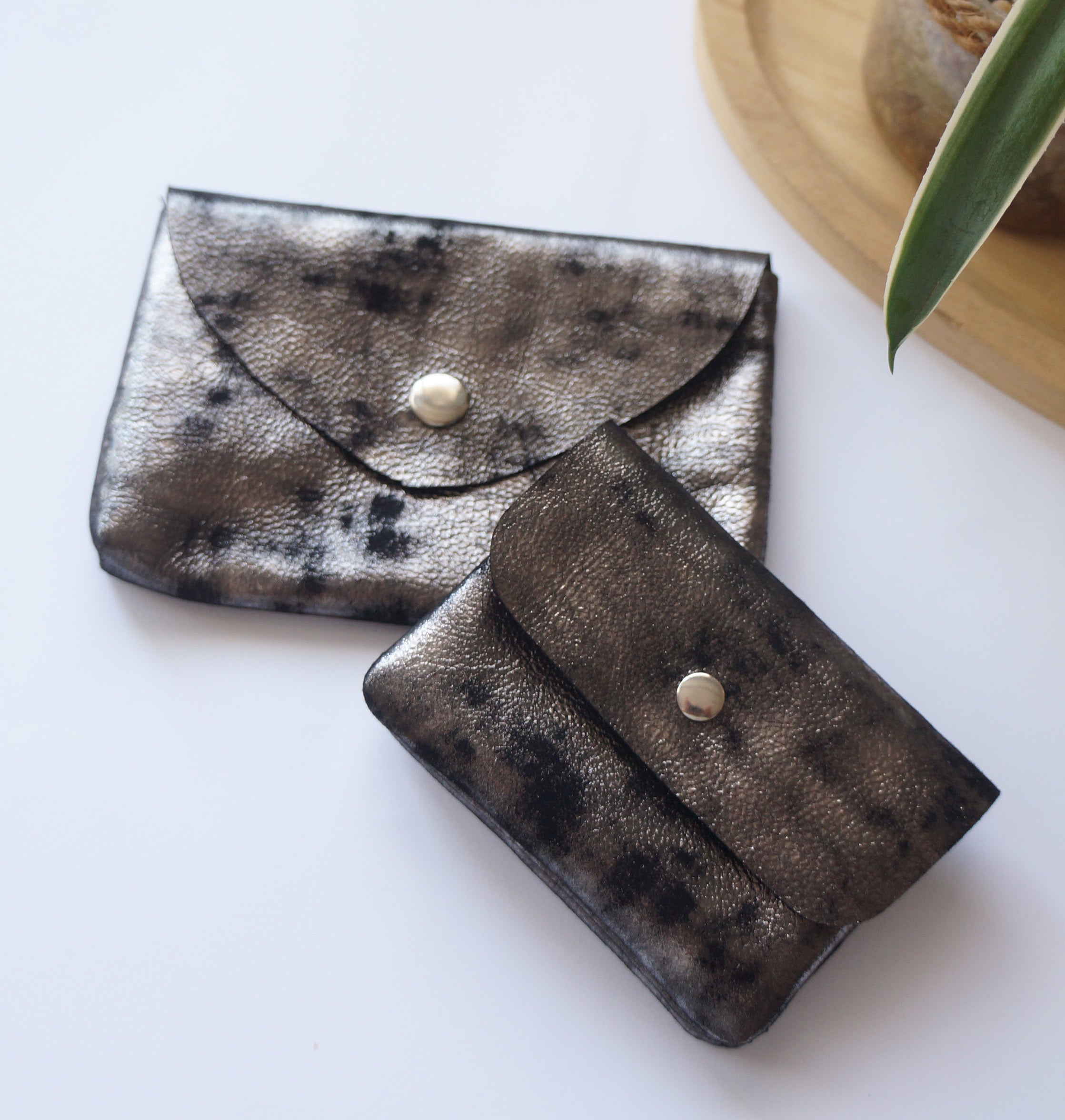 Silver Marble Leather Essentials Set – Pack of 3