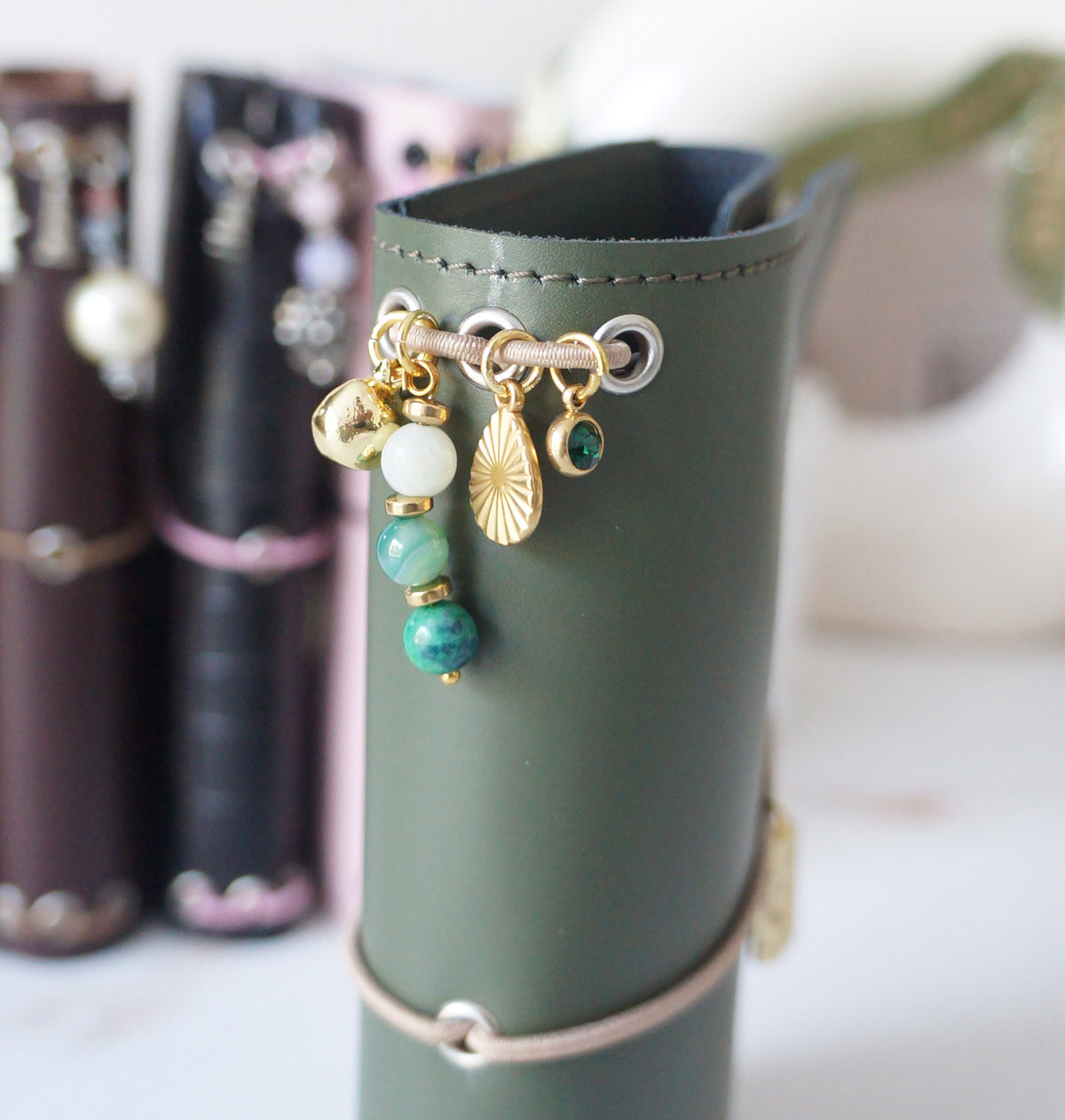 Trifold Pocket size set - Green & Metallic Taupe