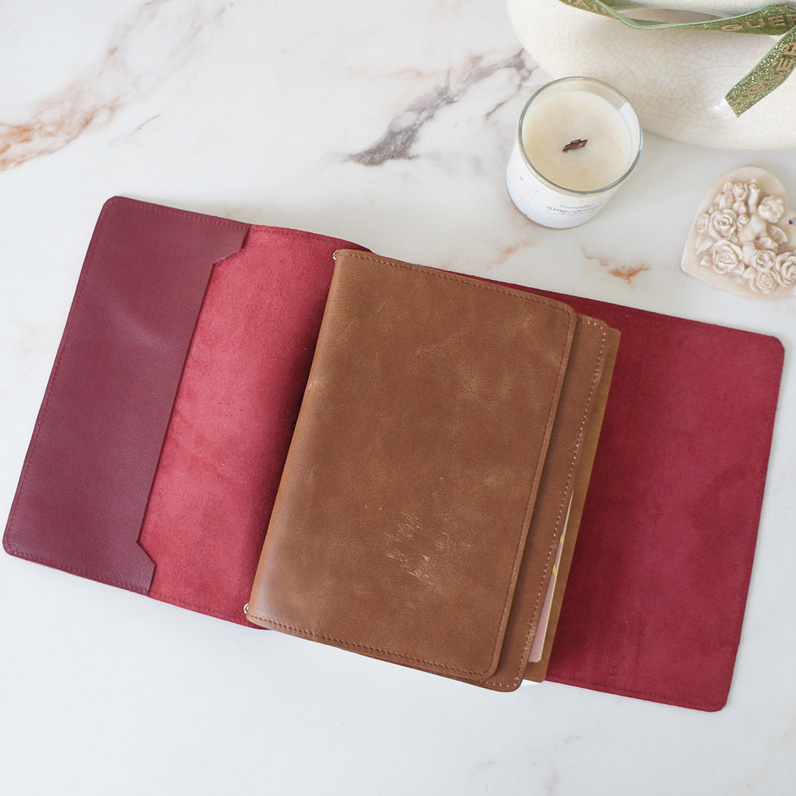 Trifold Combo A5 Cover + Wallet - Dark Red