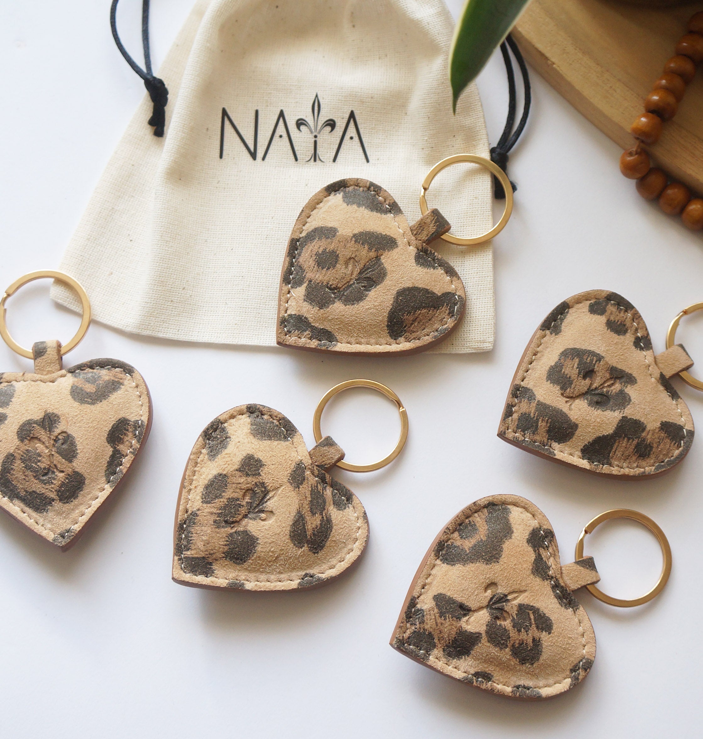 Heart Key Rings - Leopard Light