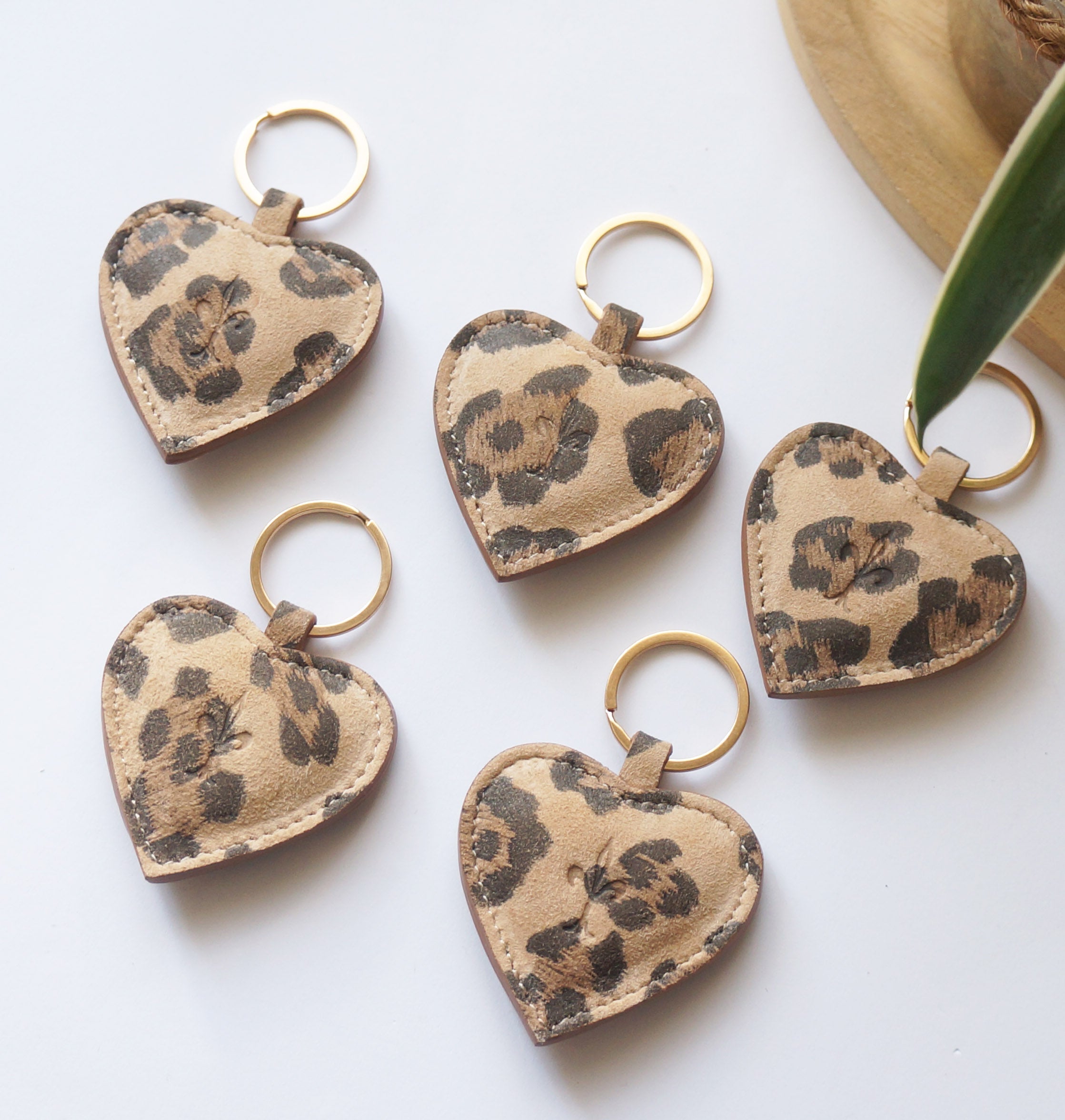 Heart Key Rings - Leopard Light