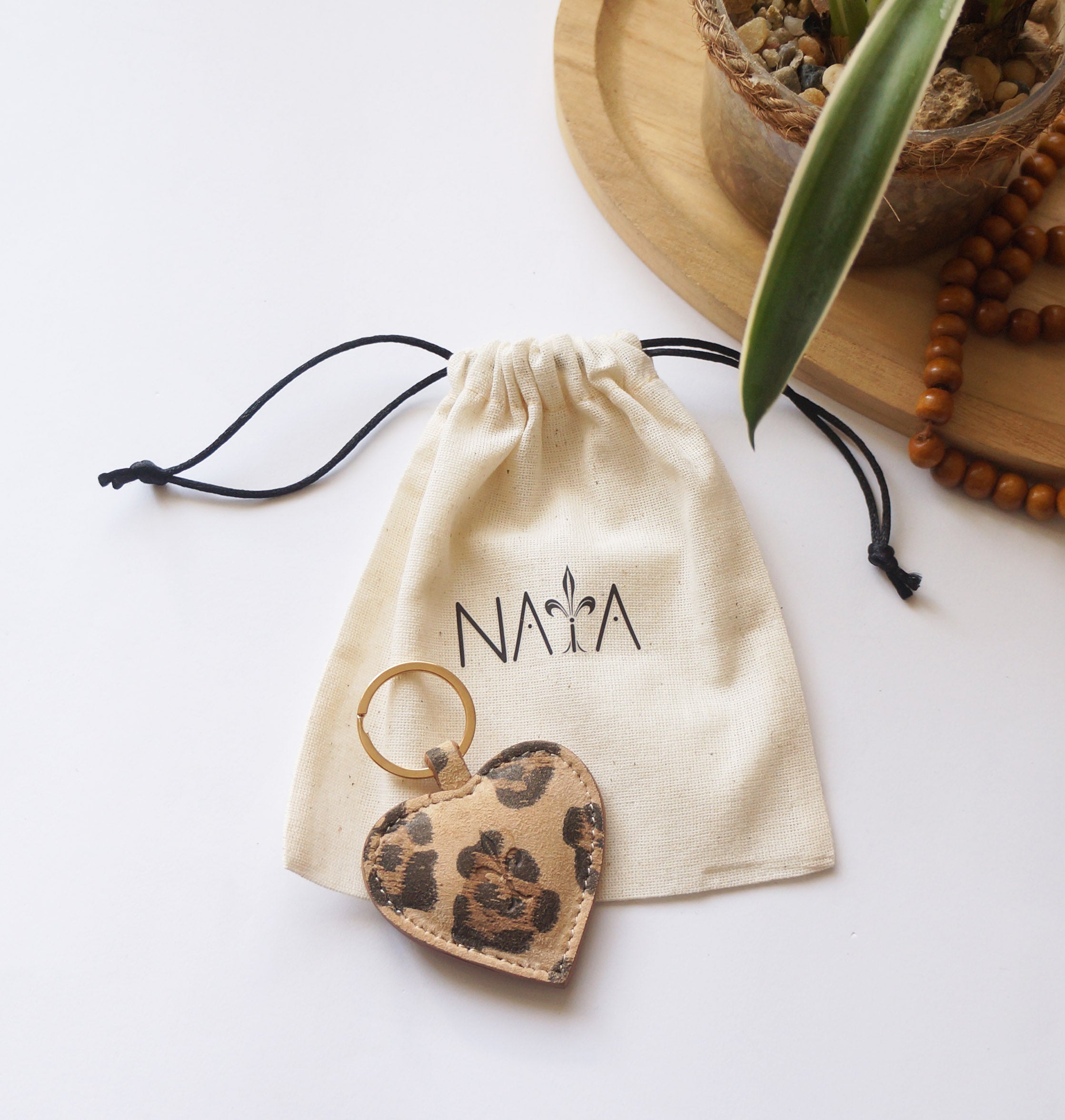 Heart Key Rings - Leopard Light