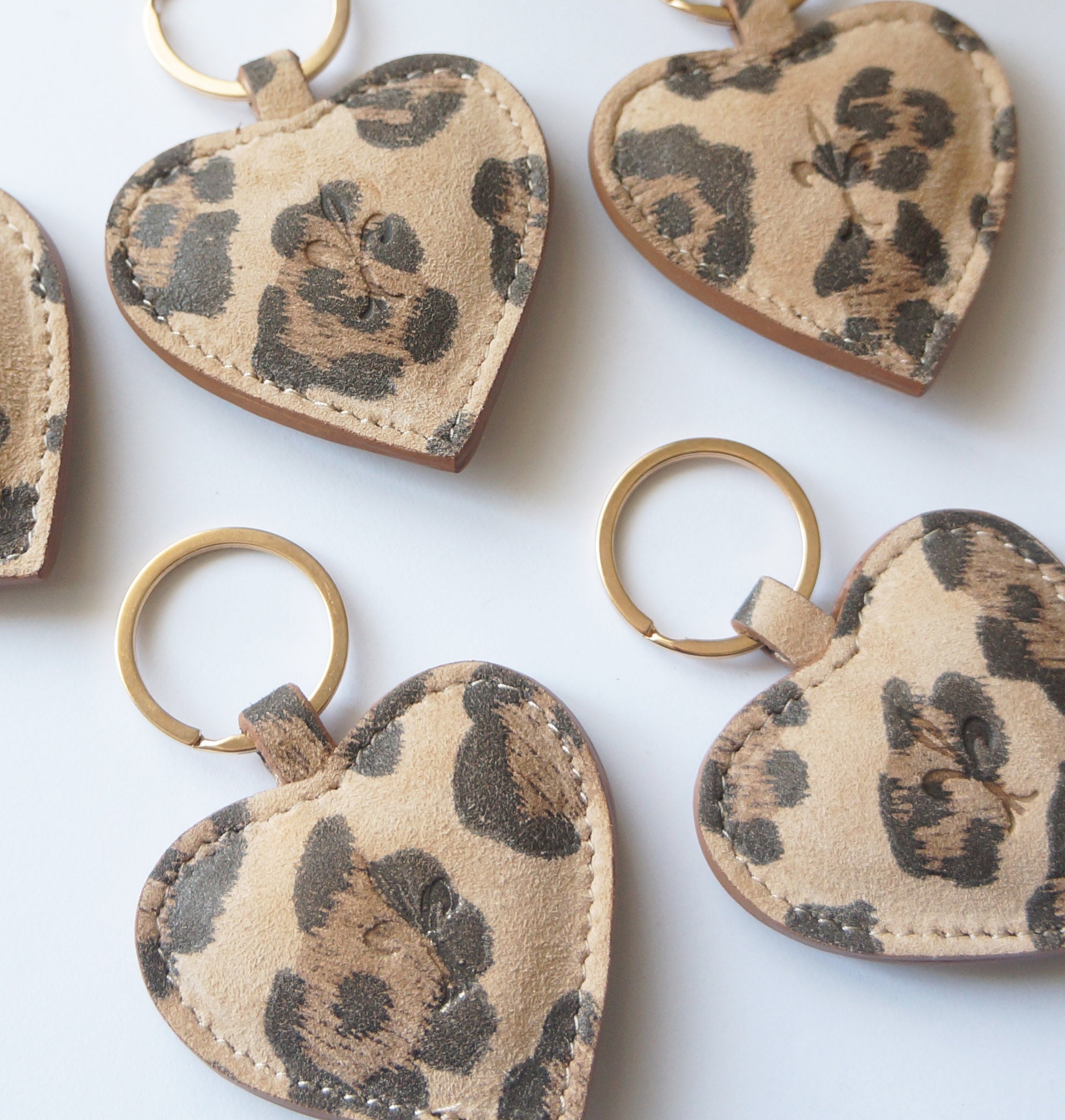 Heart Key Rings - Leopard Light