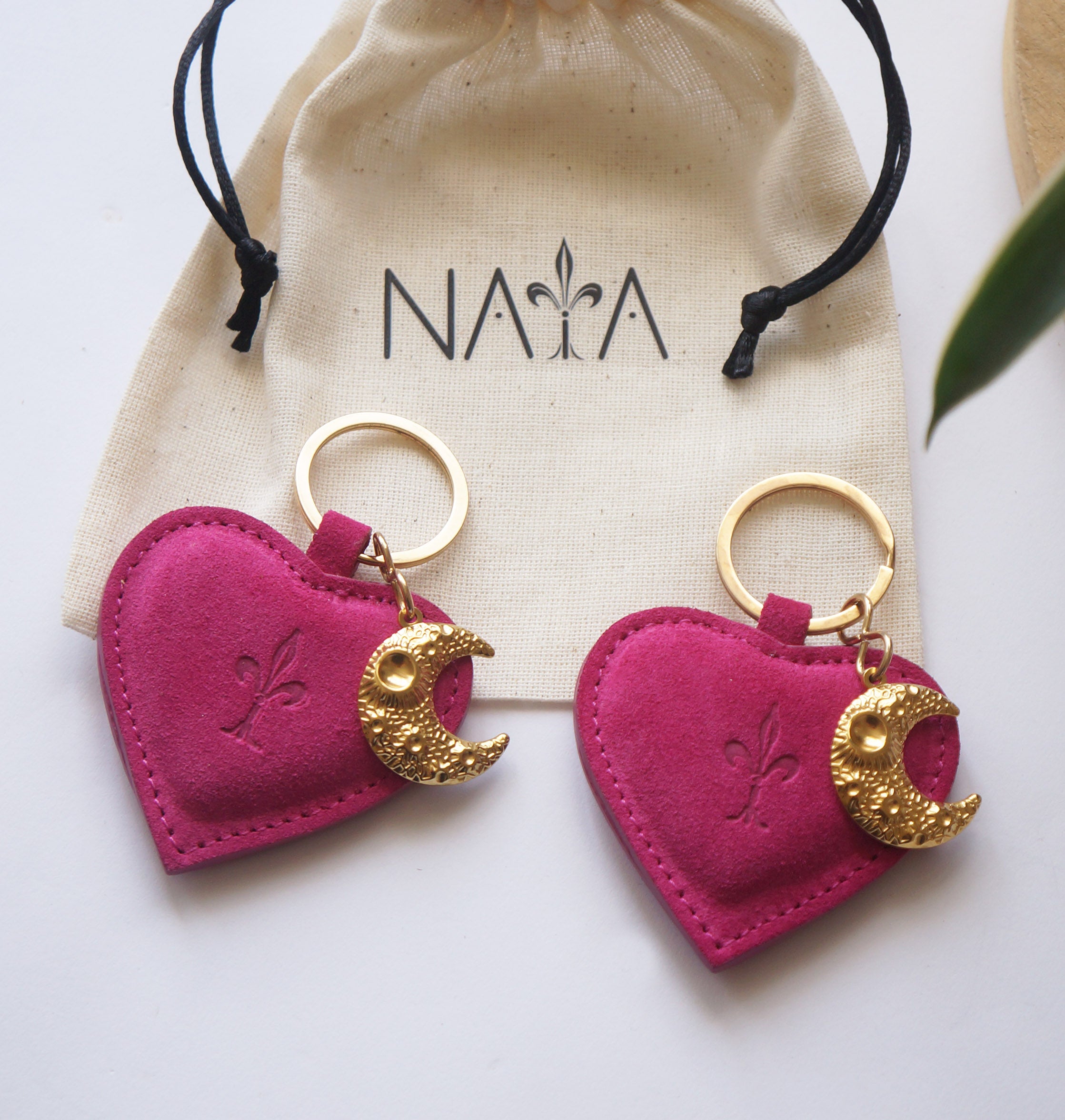Heart Key Rings - Suede Hibiscus