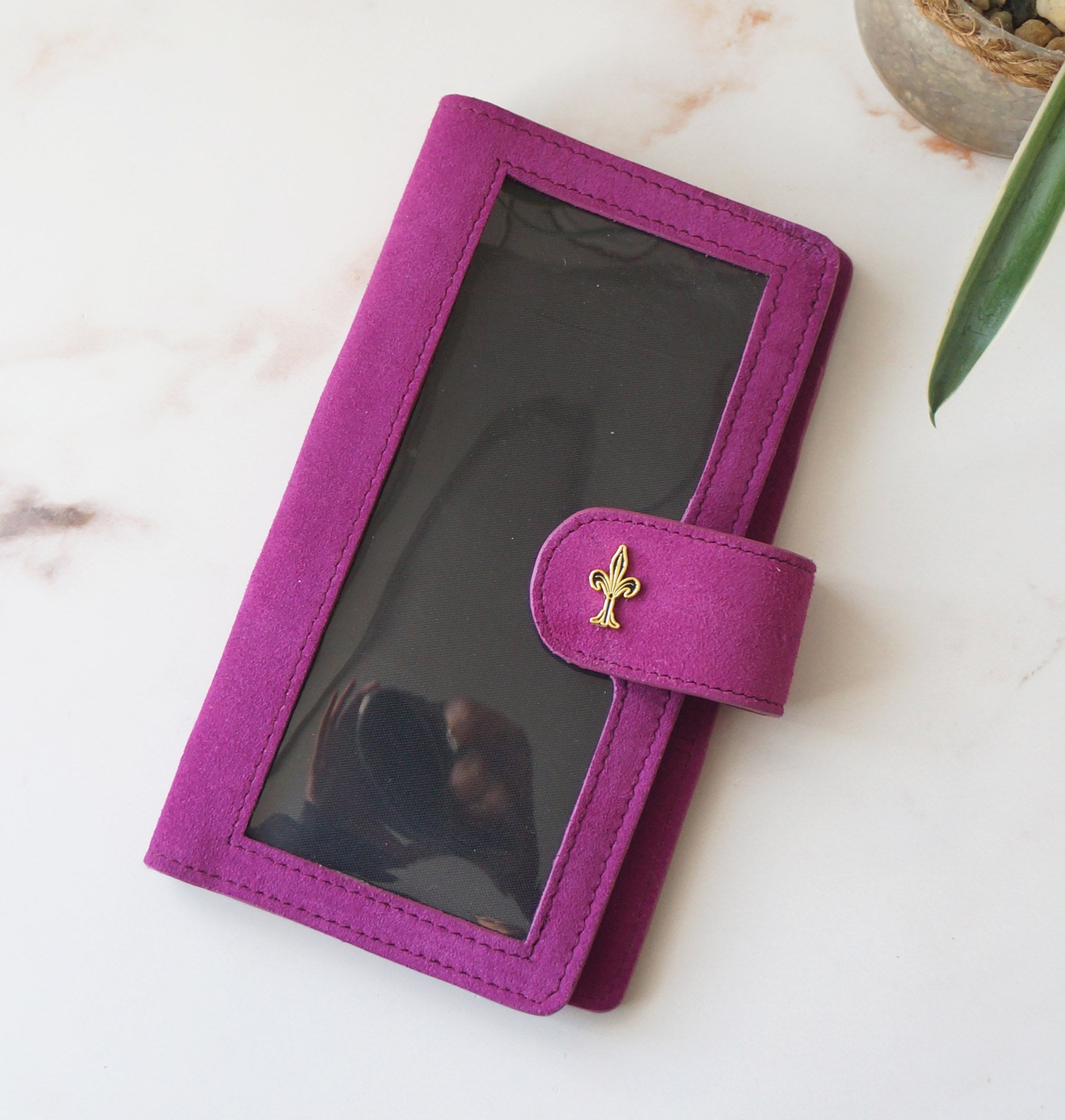 Hobonichi Mega Cover clear front - Suede Berry