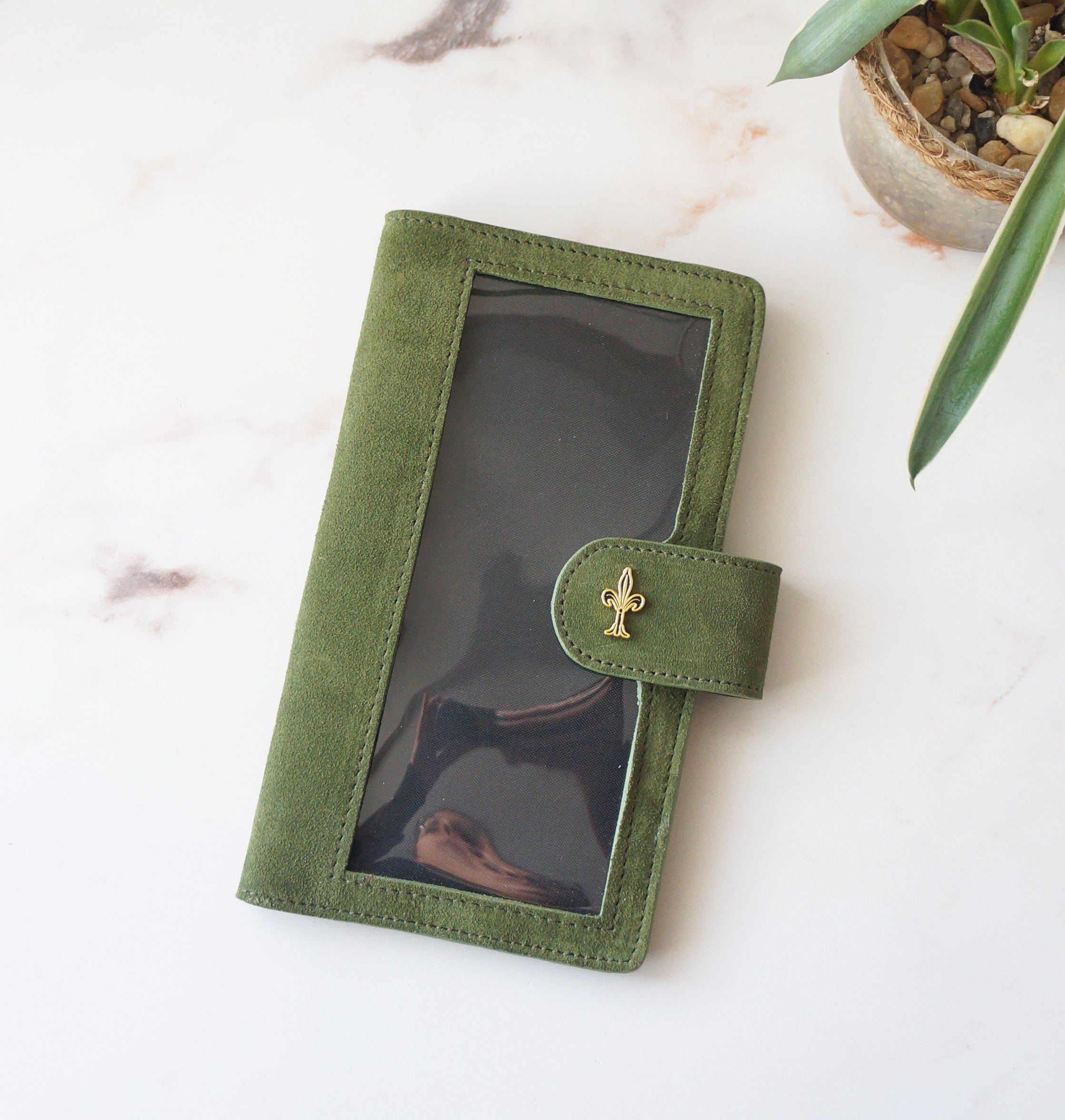 Hobonichi Mega Cover clear front - Suede Matcha