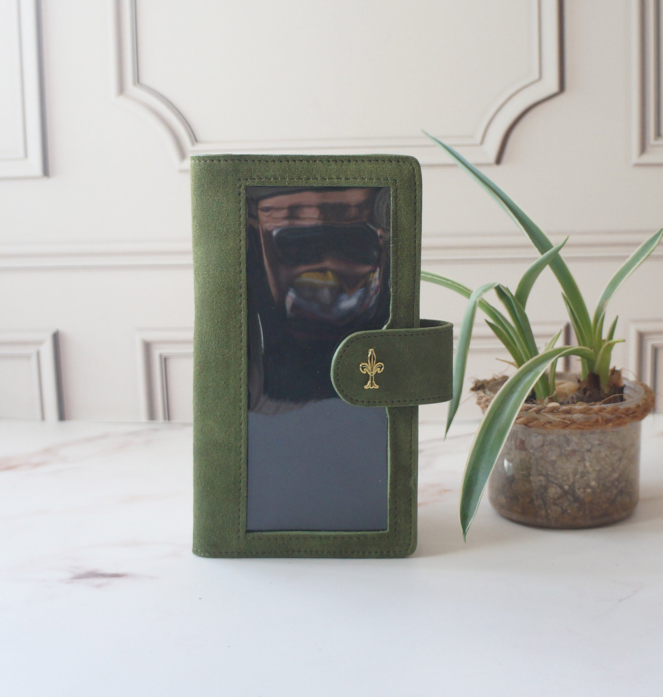 Hobonichi Mega Cover clear front - Suede Matcha