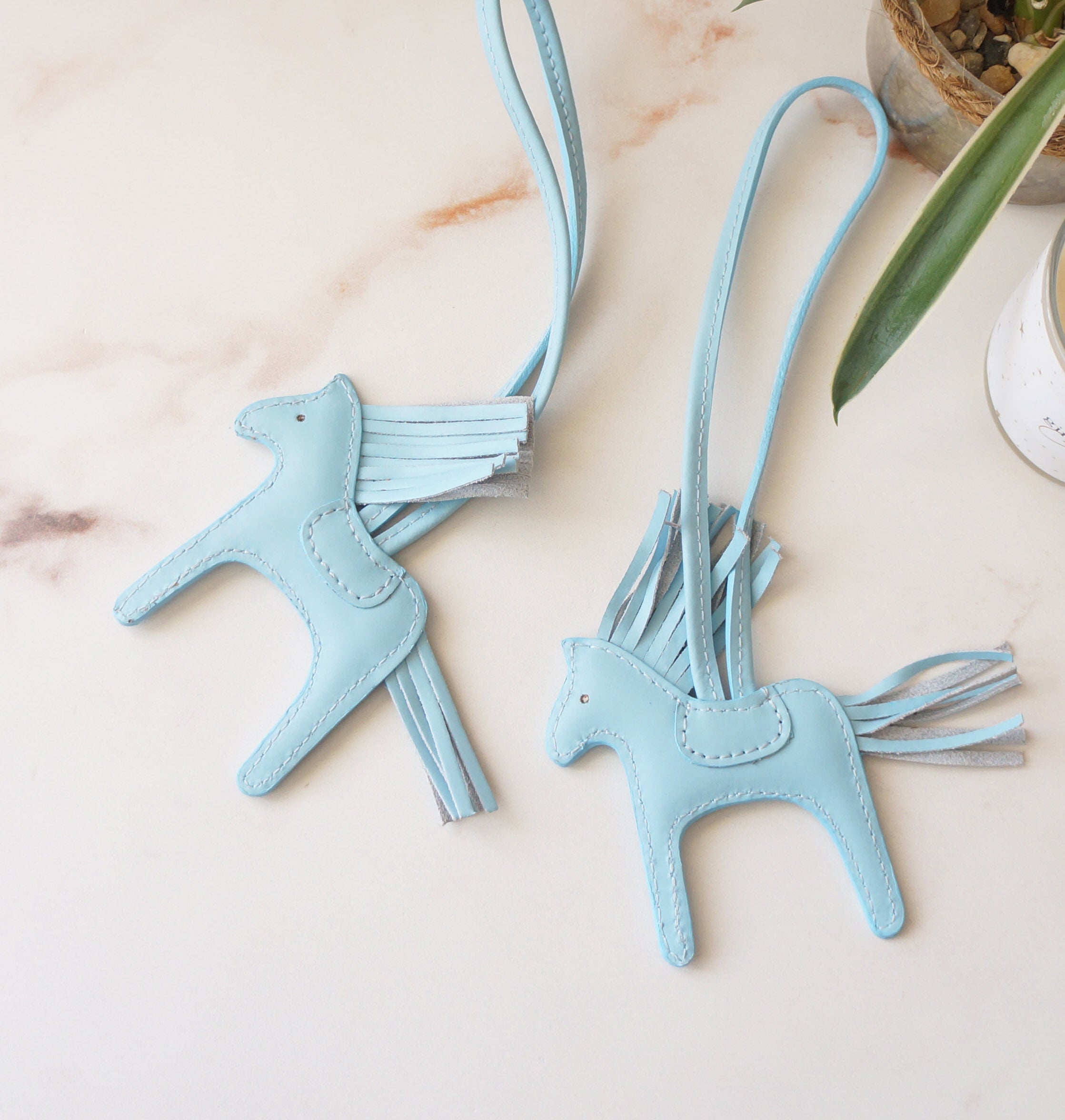 Leather Horse Charms - Smooth Blue