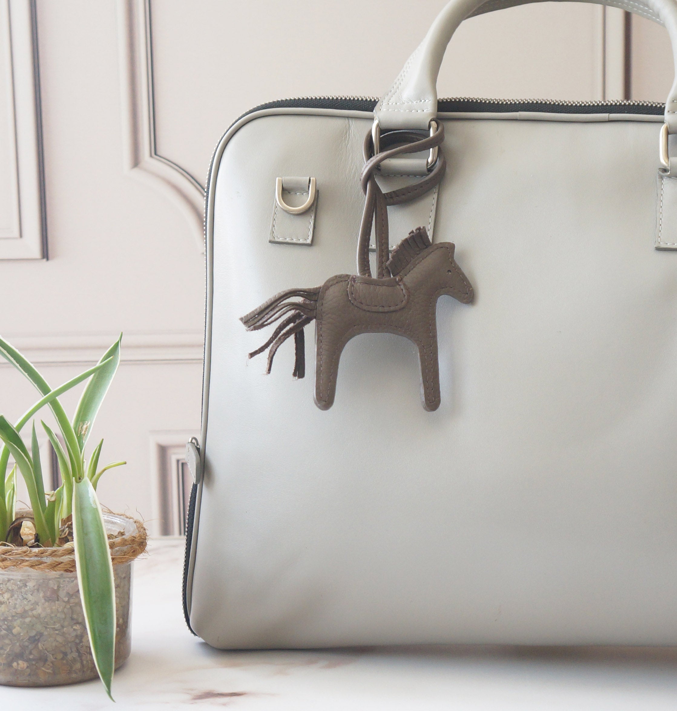 Leather Horse Charms - Pebbled Gray