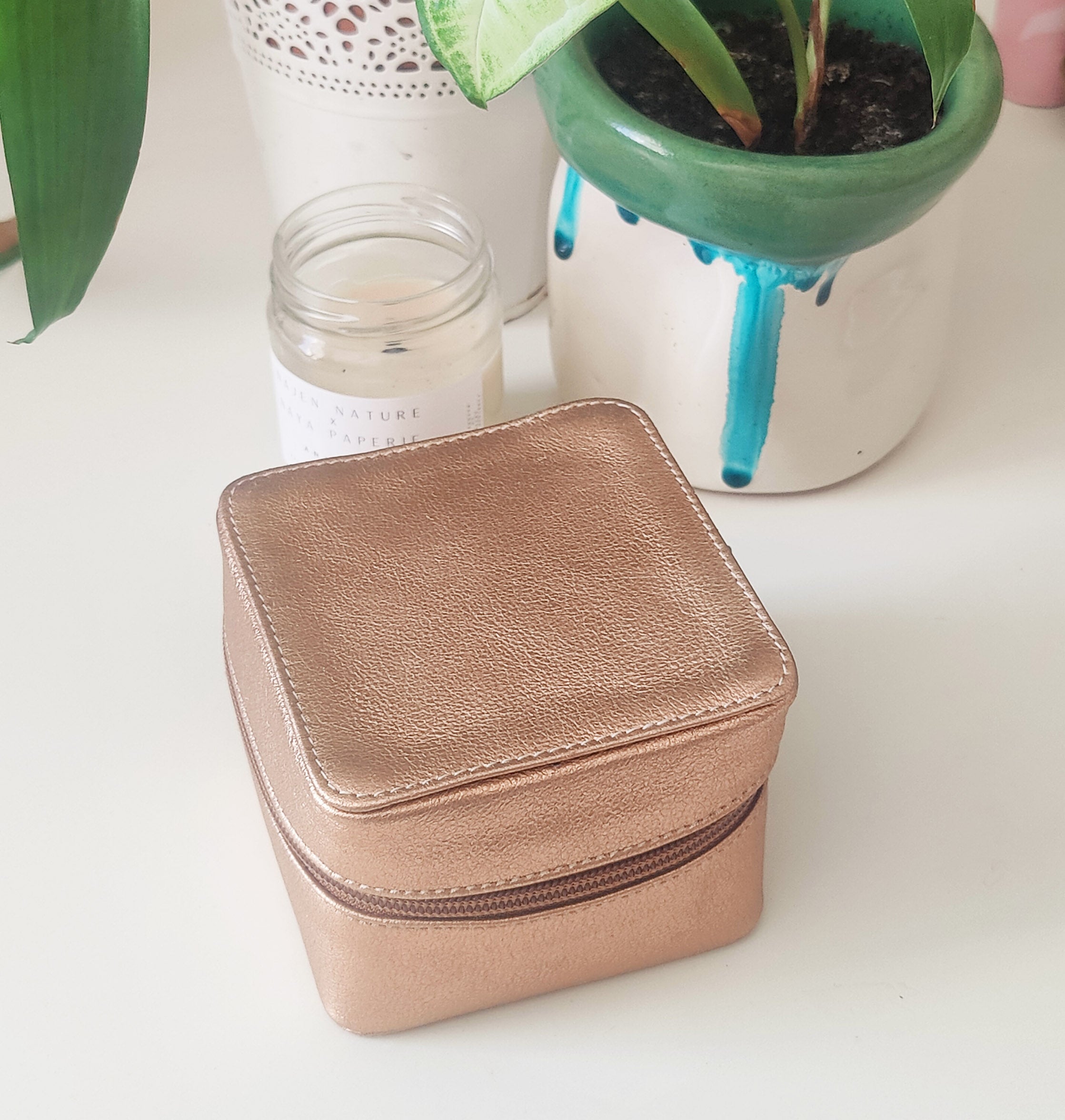 Jewelry Leather Box - Rose Gold