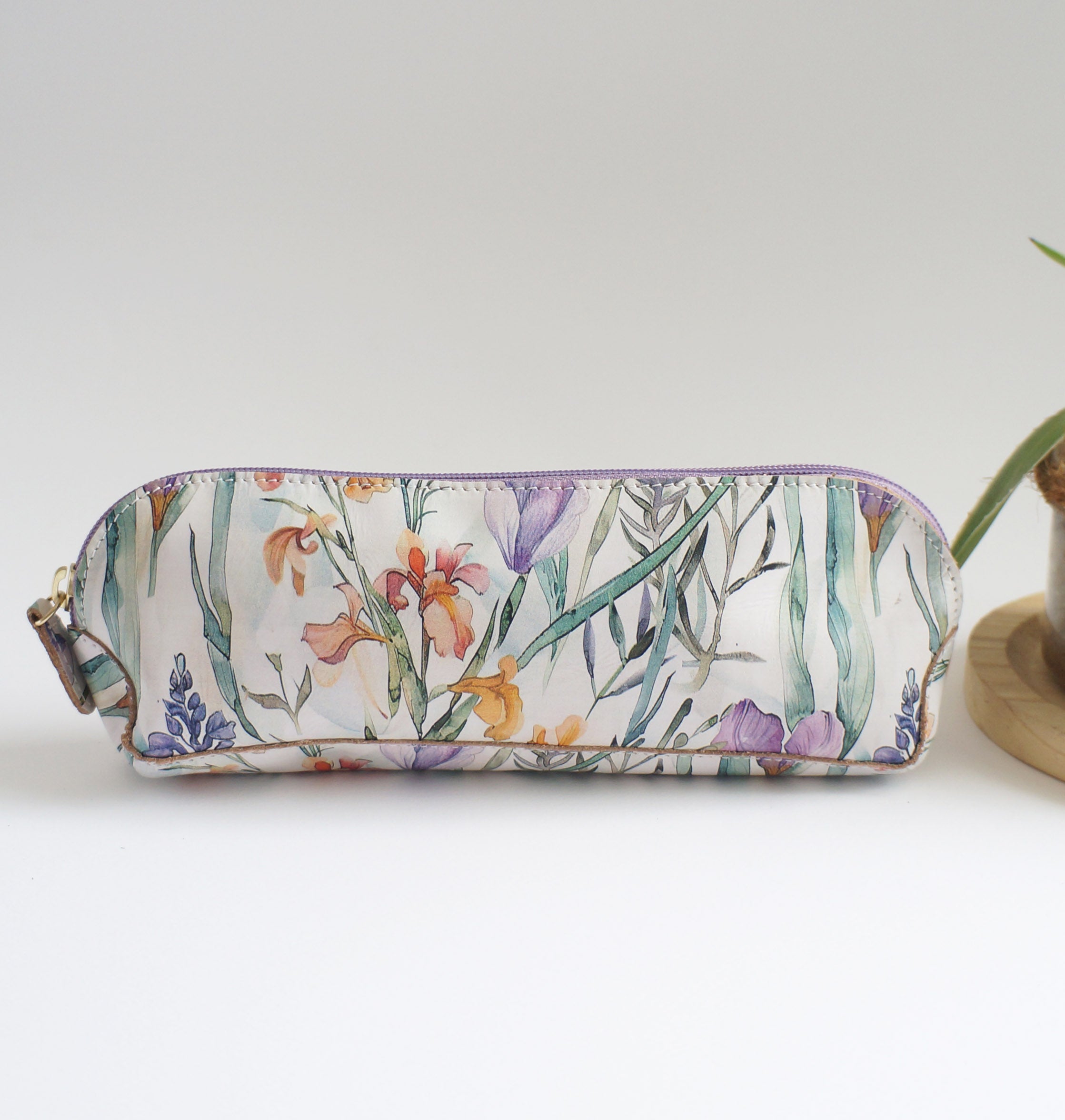Pen Case - Wild Flower leather