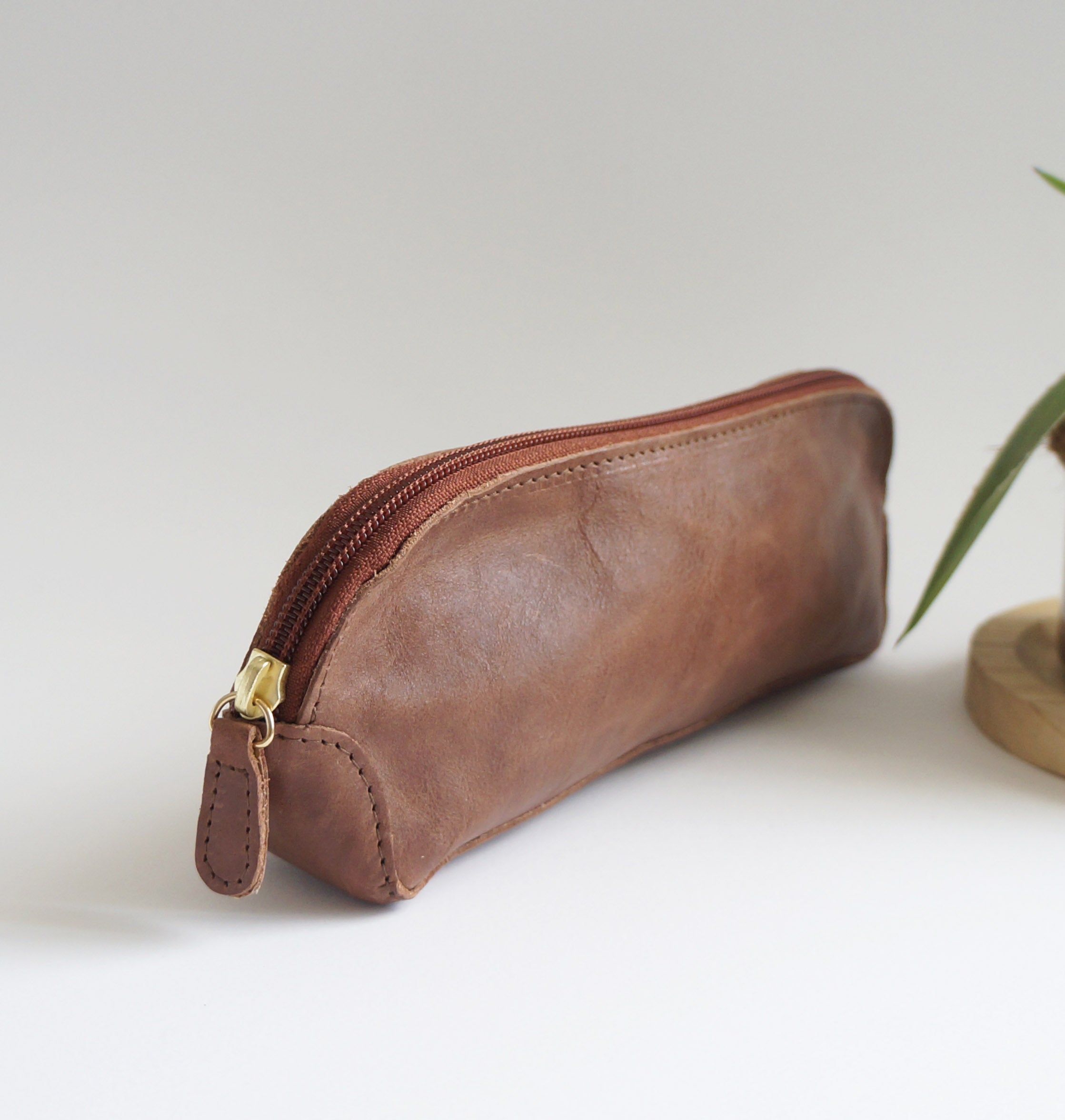 Pen Case - Brownie leather