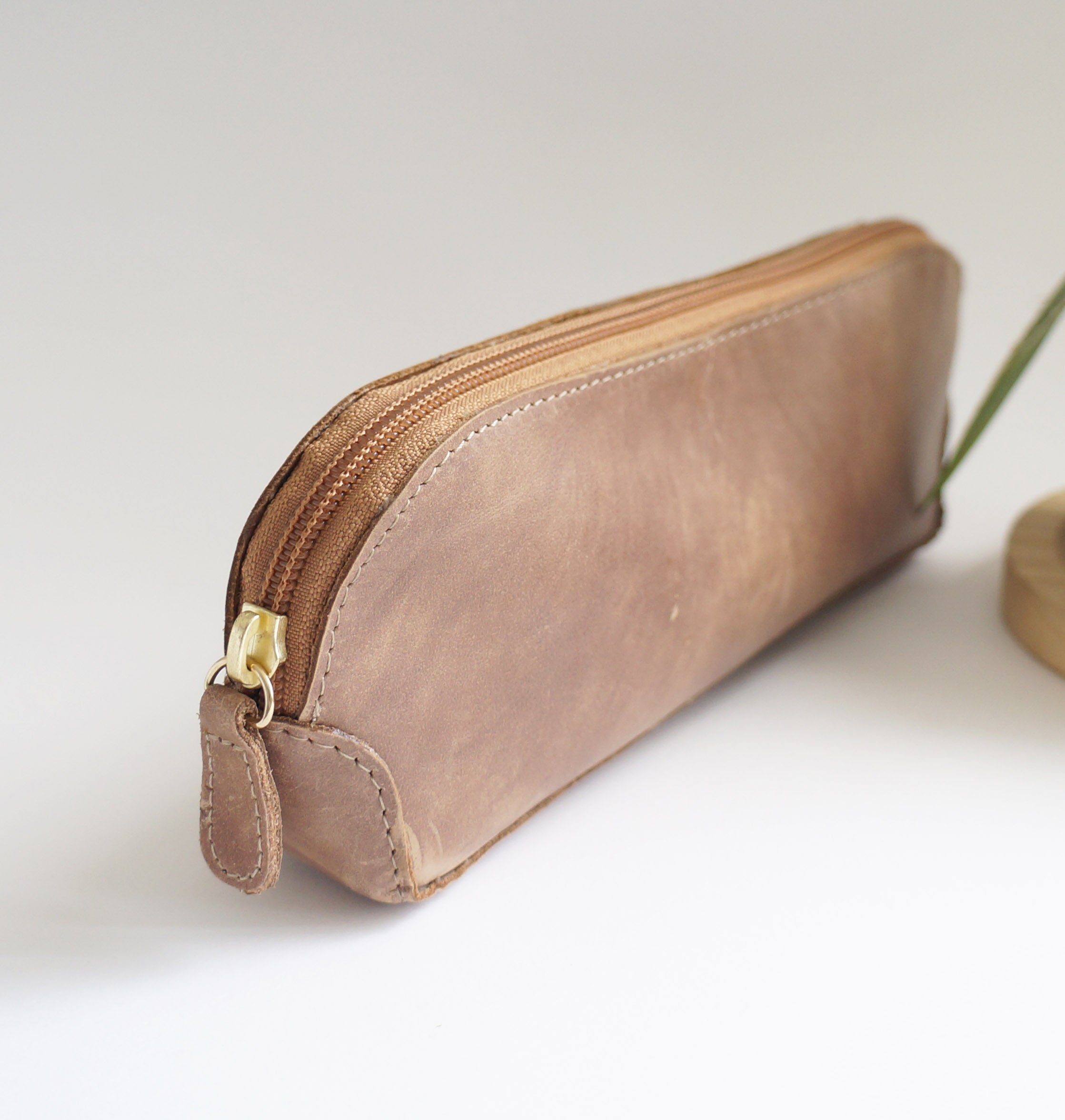 Pen Case - Spiced Cider leather