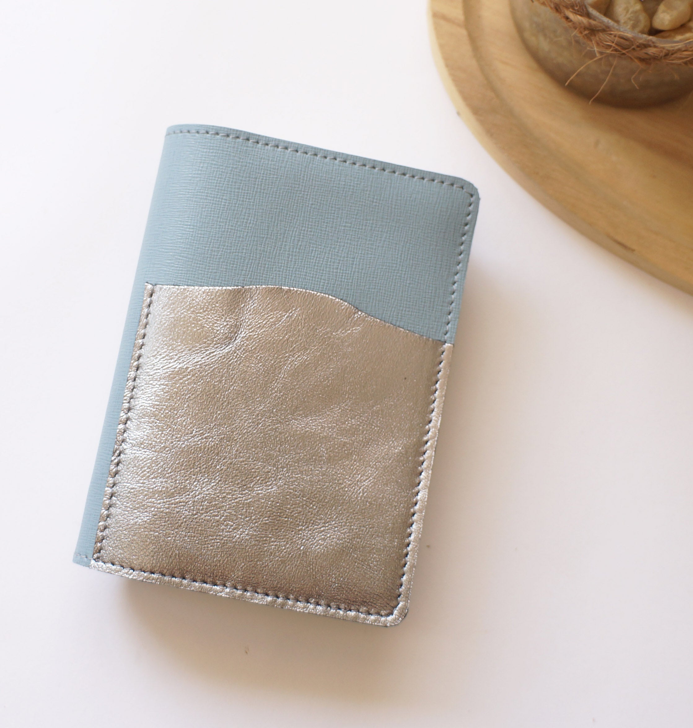 Pocket Rustic - Saffiano Blue & Silver