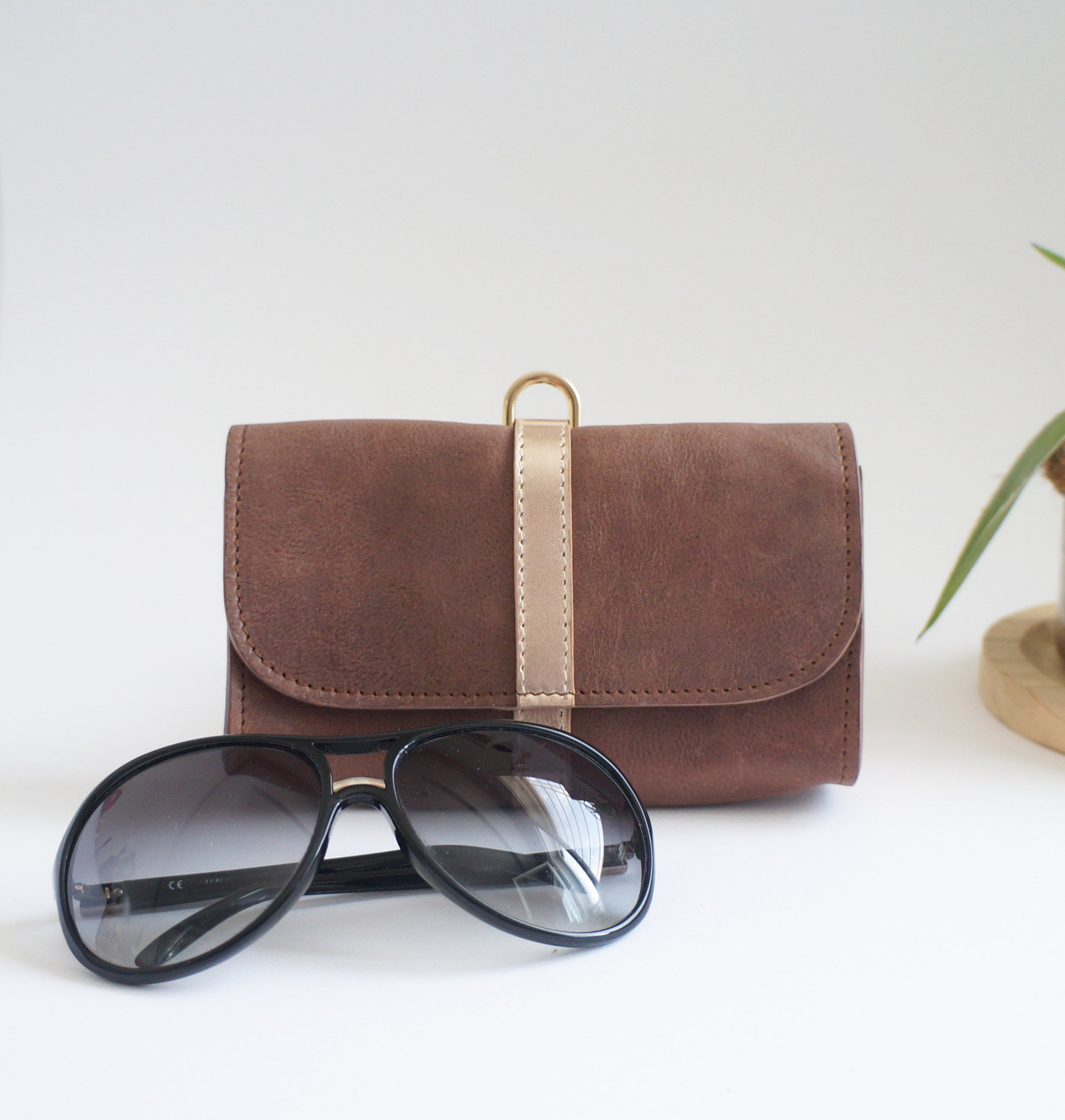 Sunglasses pouch/Micro bag - Brownie/Rose Gold