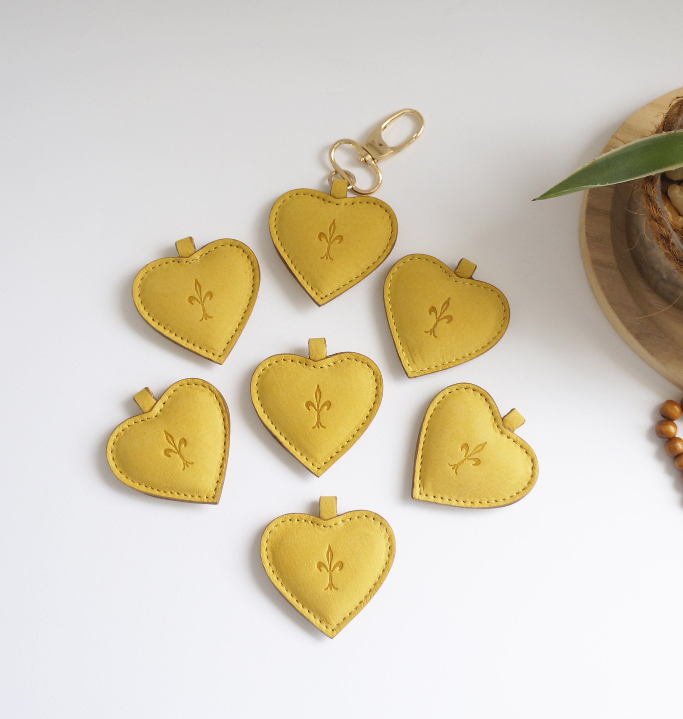 Heart Key Rings - Sunshine leather