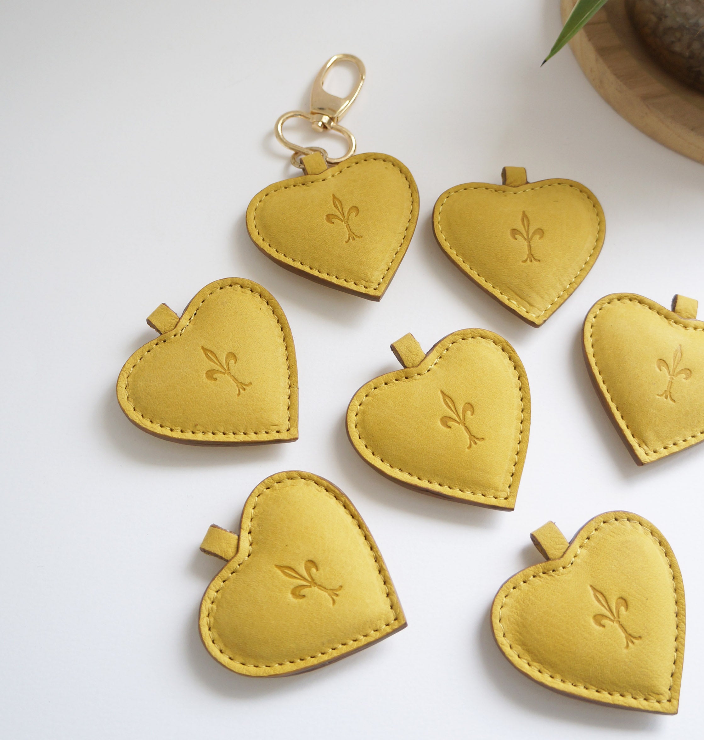 Heart Key Rings - Sunshine leather