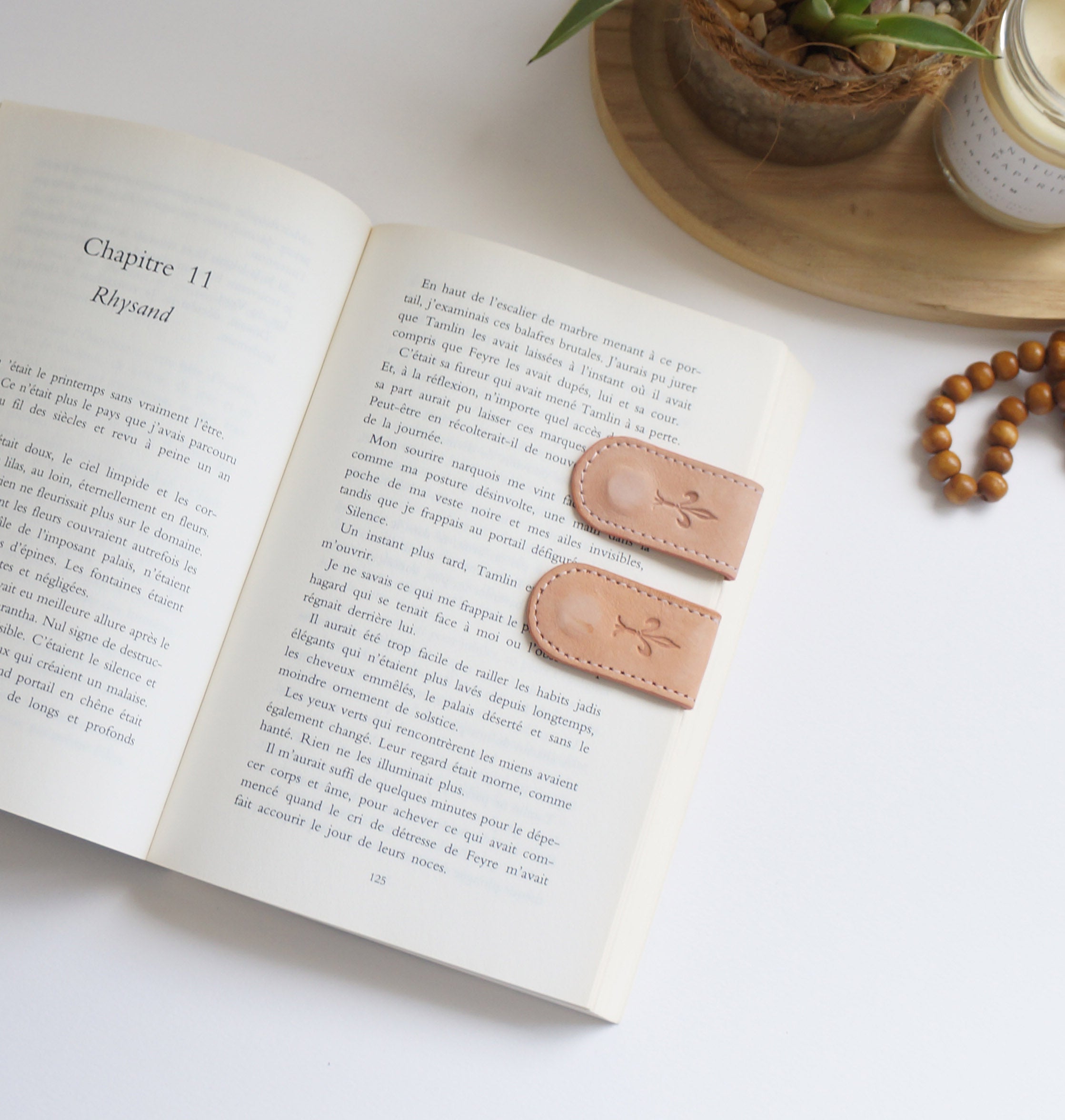 Magnetic Bookmarks - Velvet Peachy Pink leather