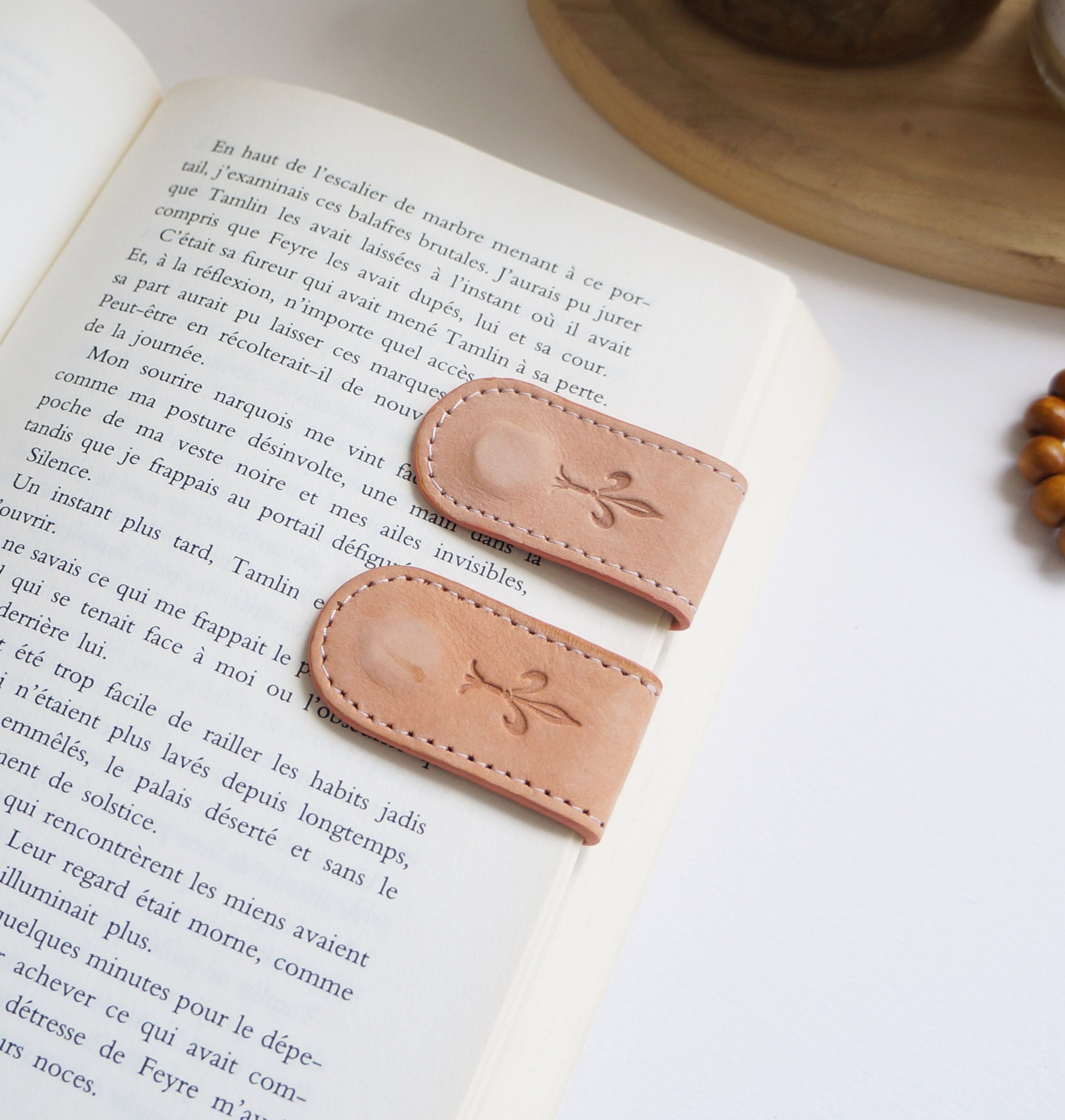 Magnetic Bookmarks - Velvet Peachy Pink leather