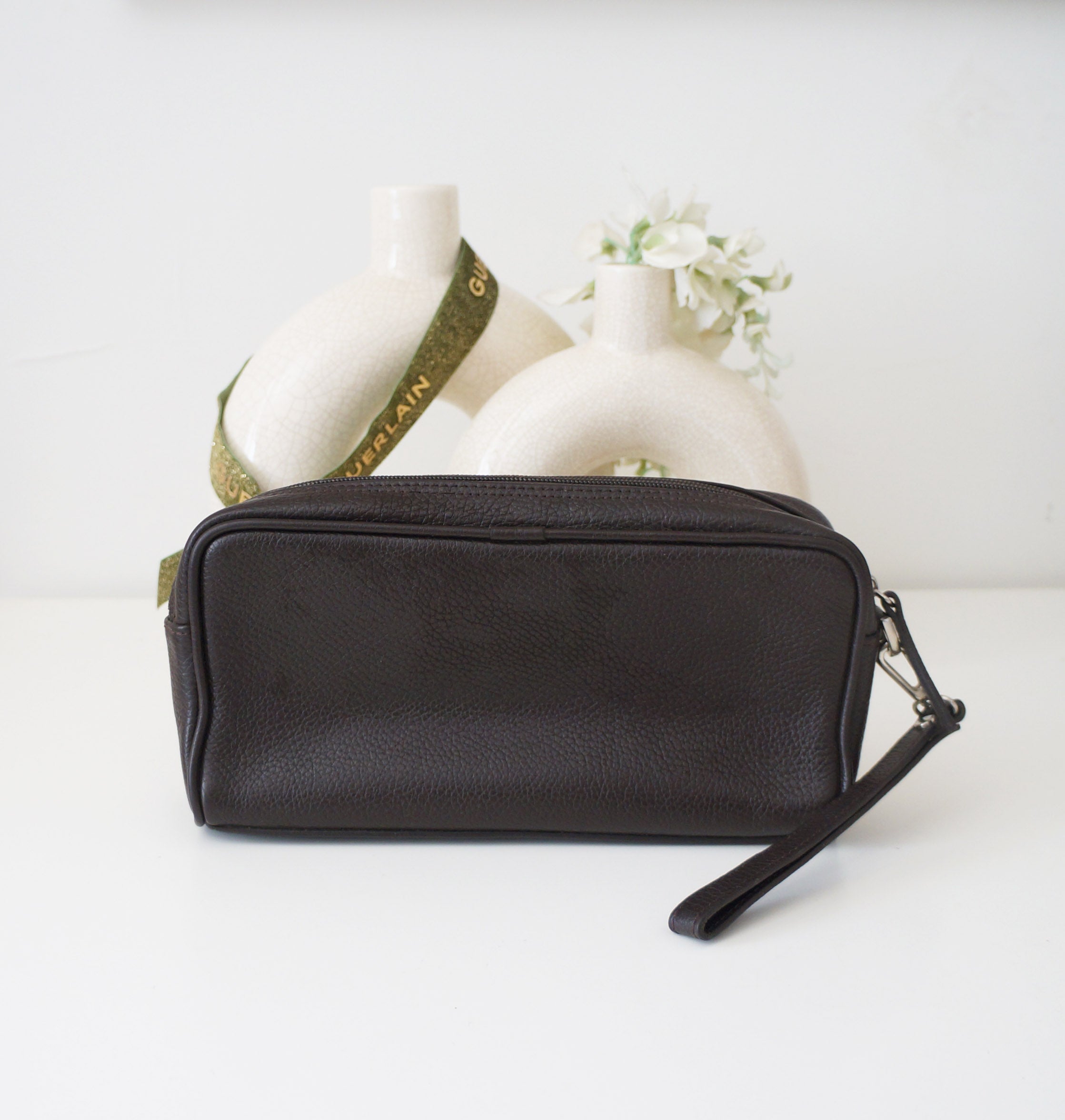 Brown pebbled make up bag/toiletry pouch - Prototype