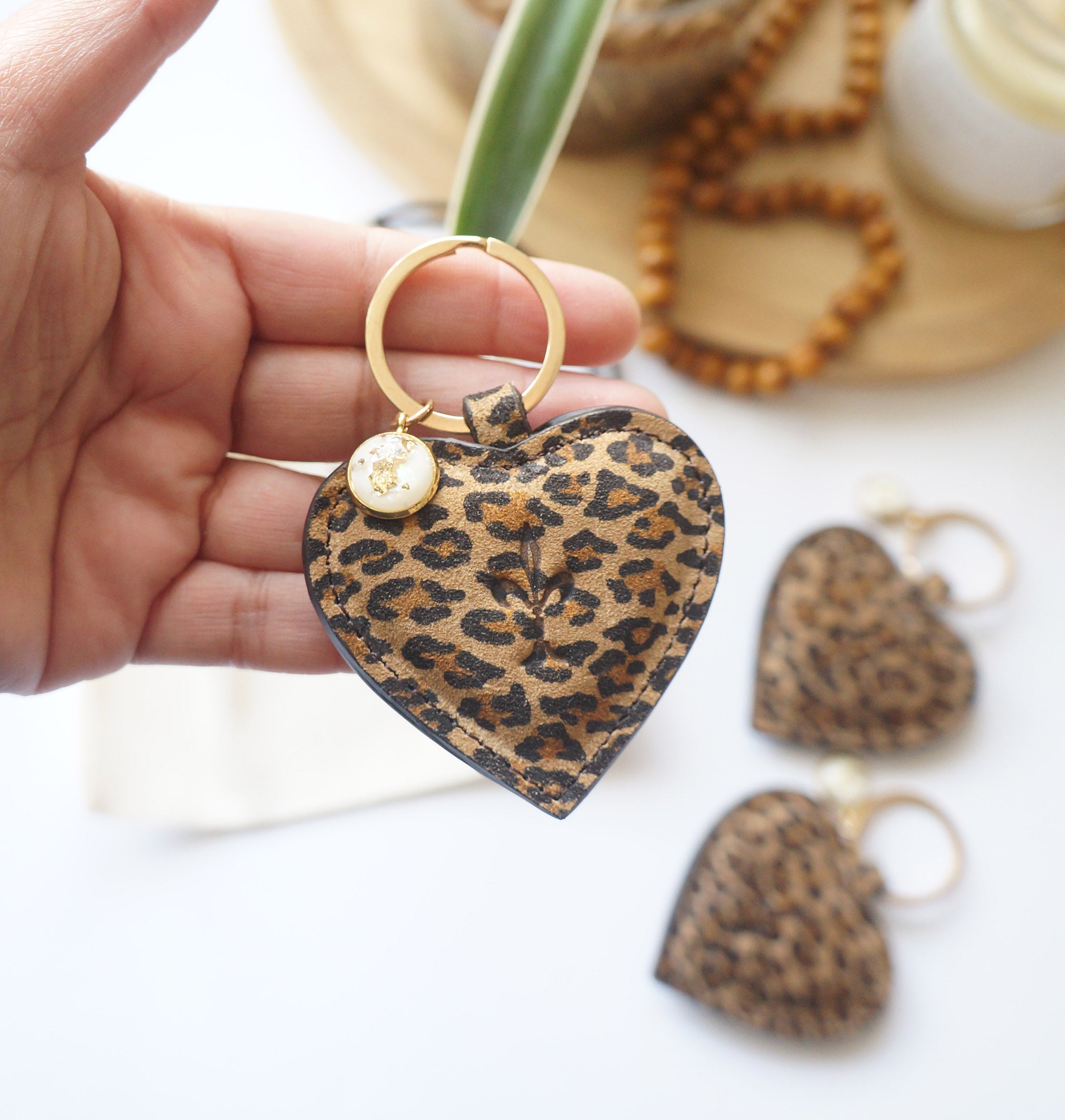 Heart Key Rings - Leopard