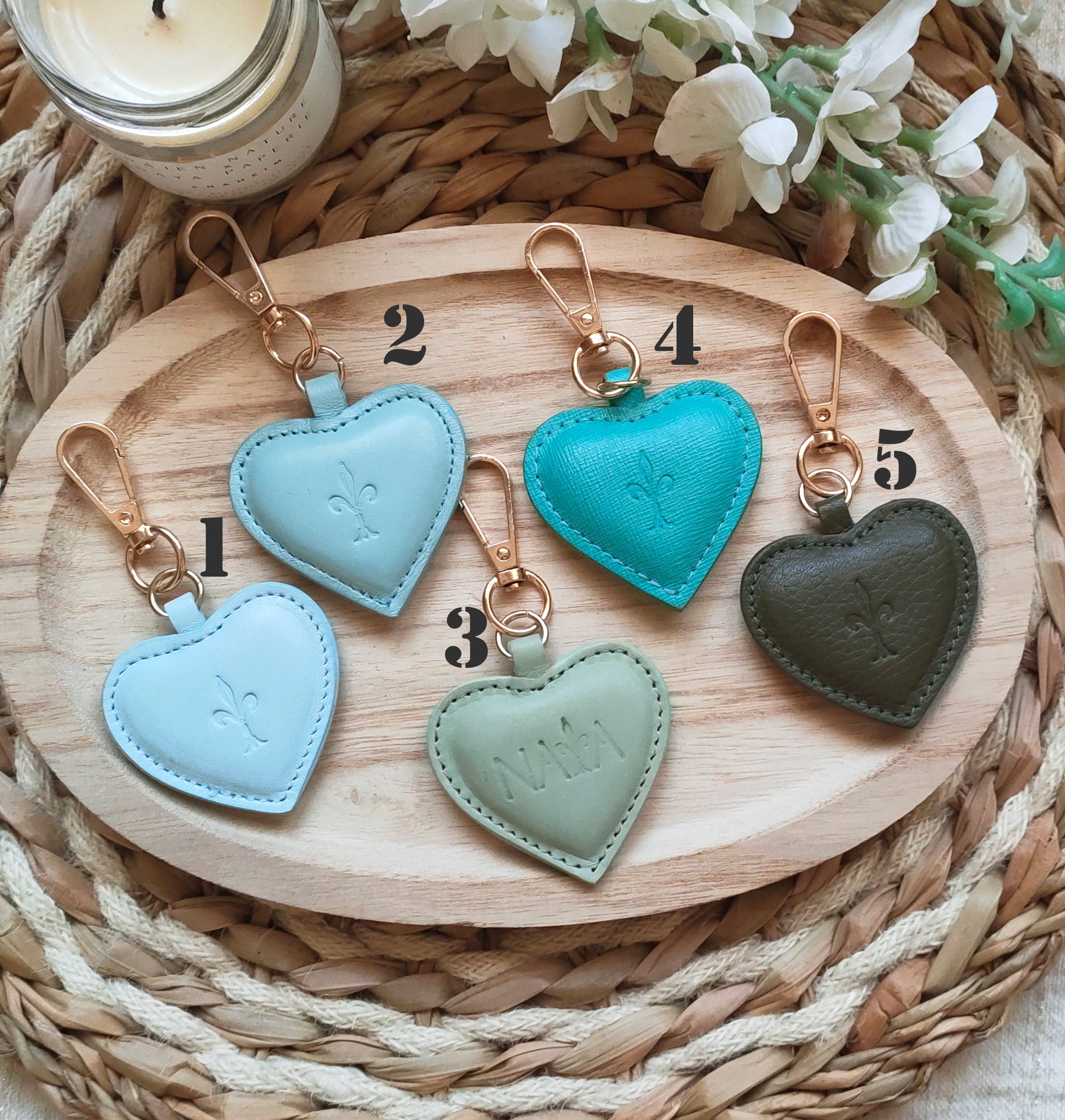 Blue/Green Shades Heart Key Rings
