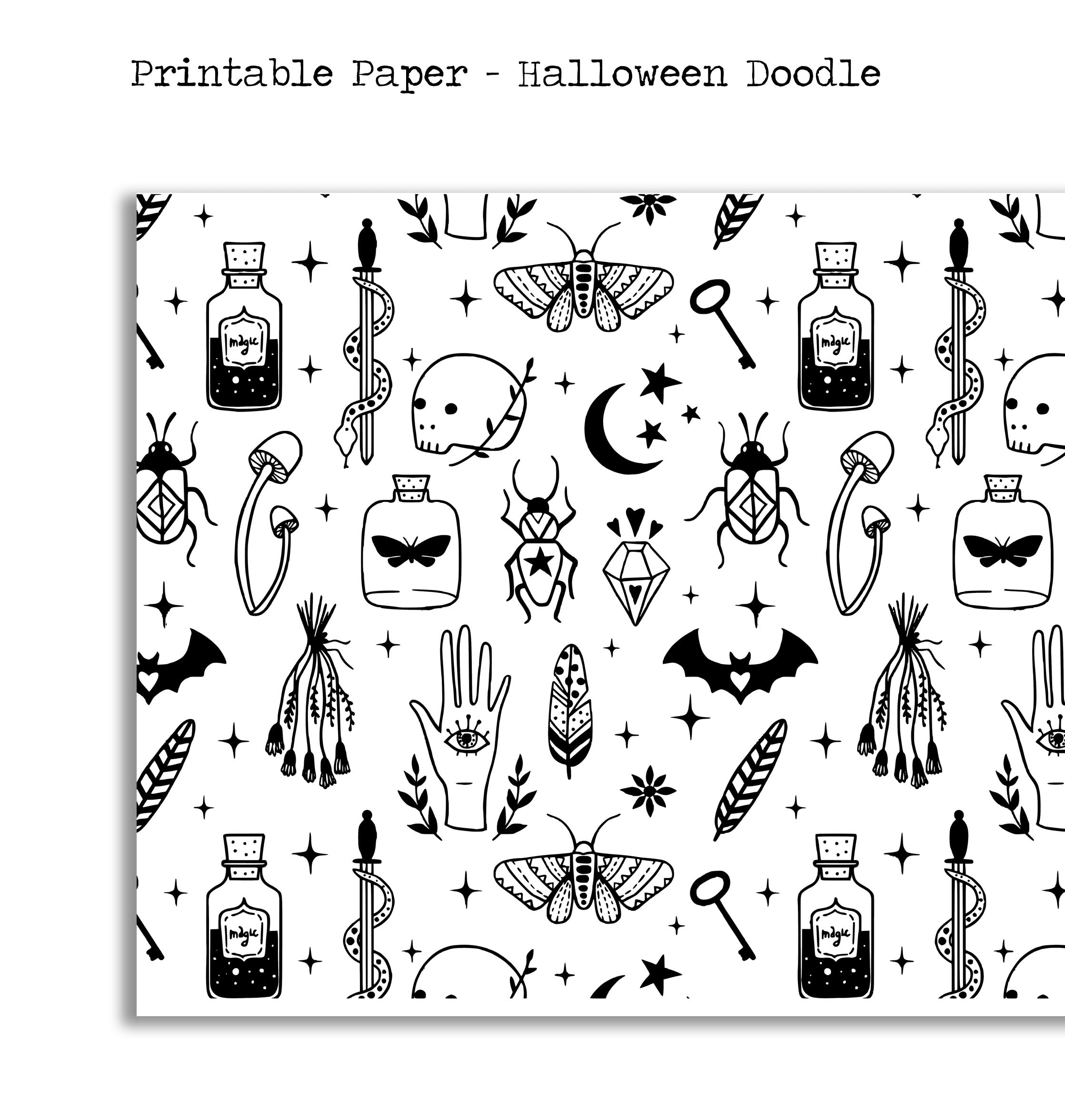 Halloween Doodles - Printable Paper - Naya Paperie