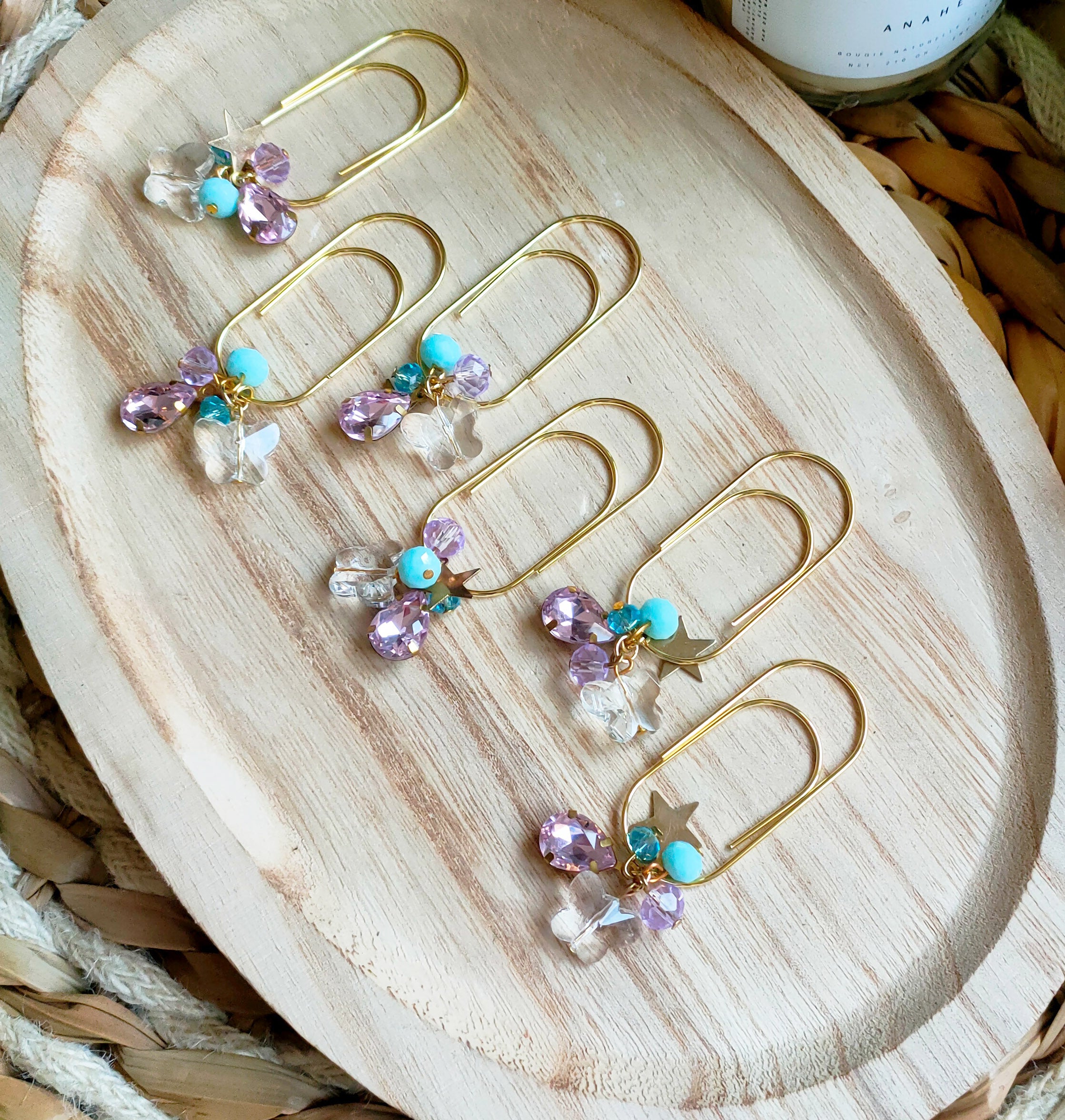 Butterfly Pastel dangle gold clip