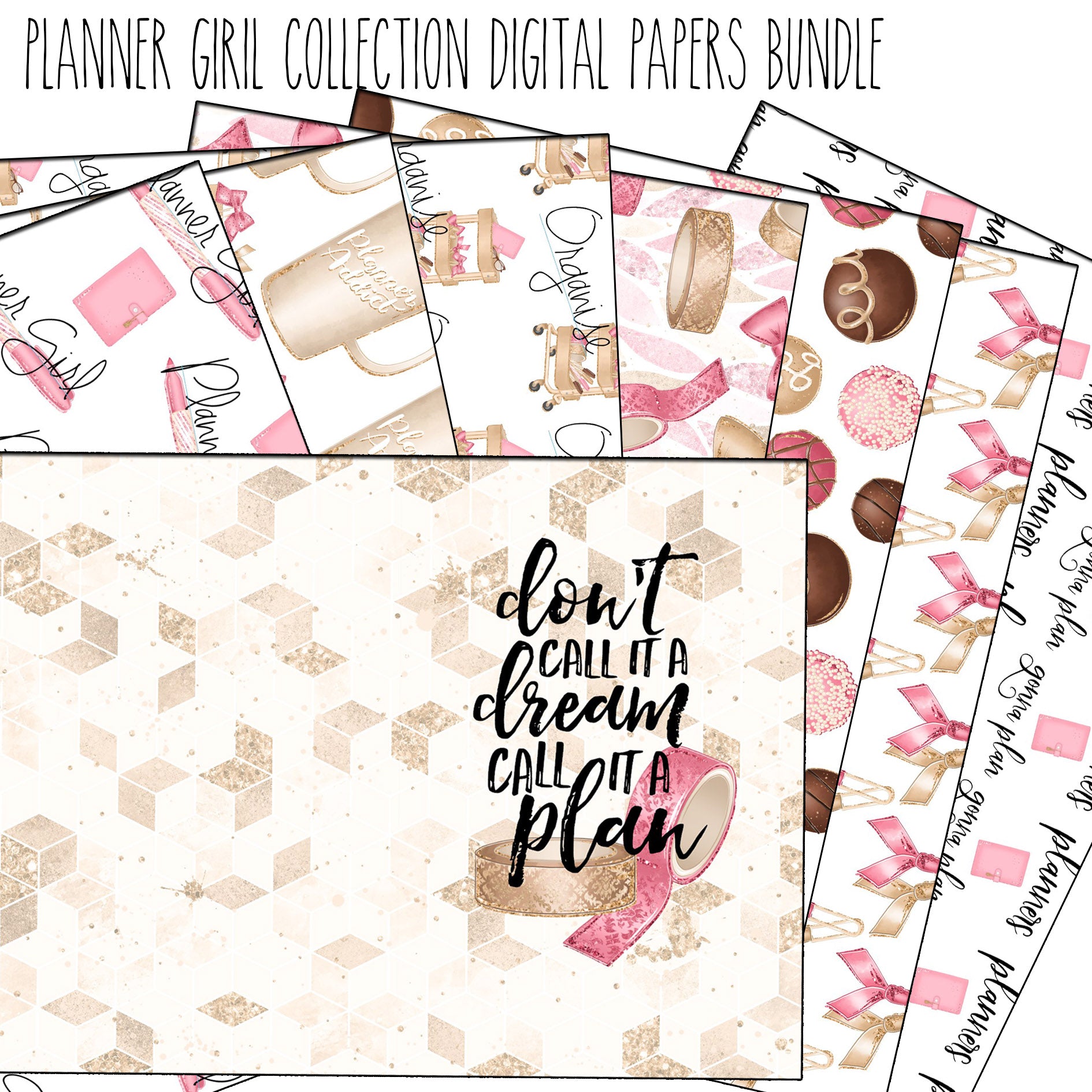 Planner Girl digital papers bundle - Naya Paperie