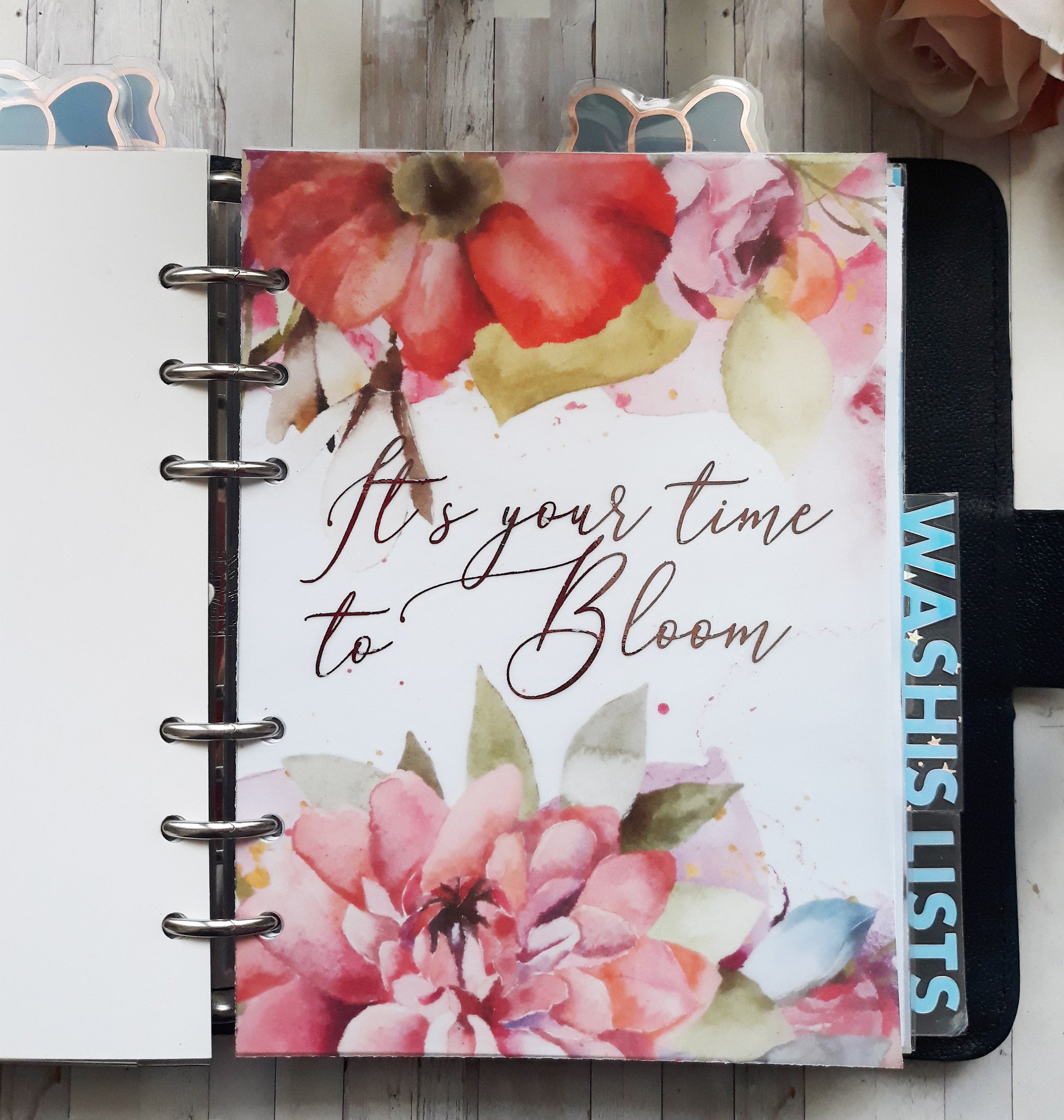 Vellum Foiled Rosey Planner Dashboard - Naya Paperie