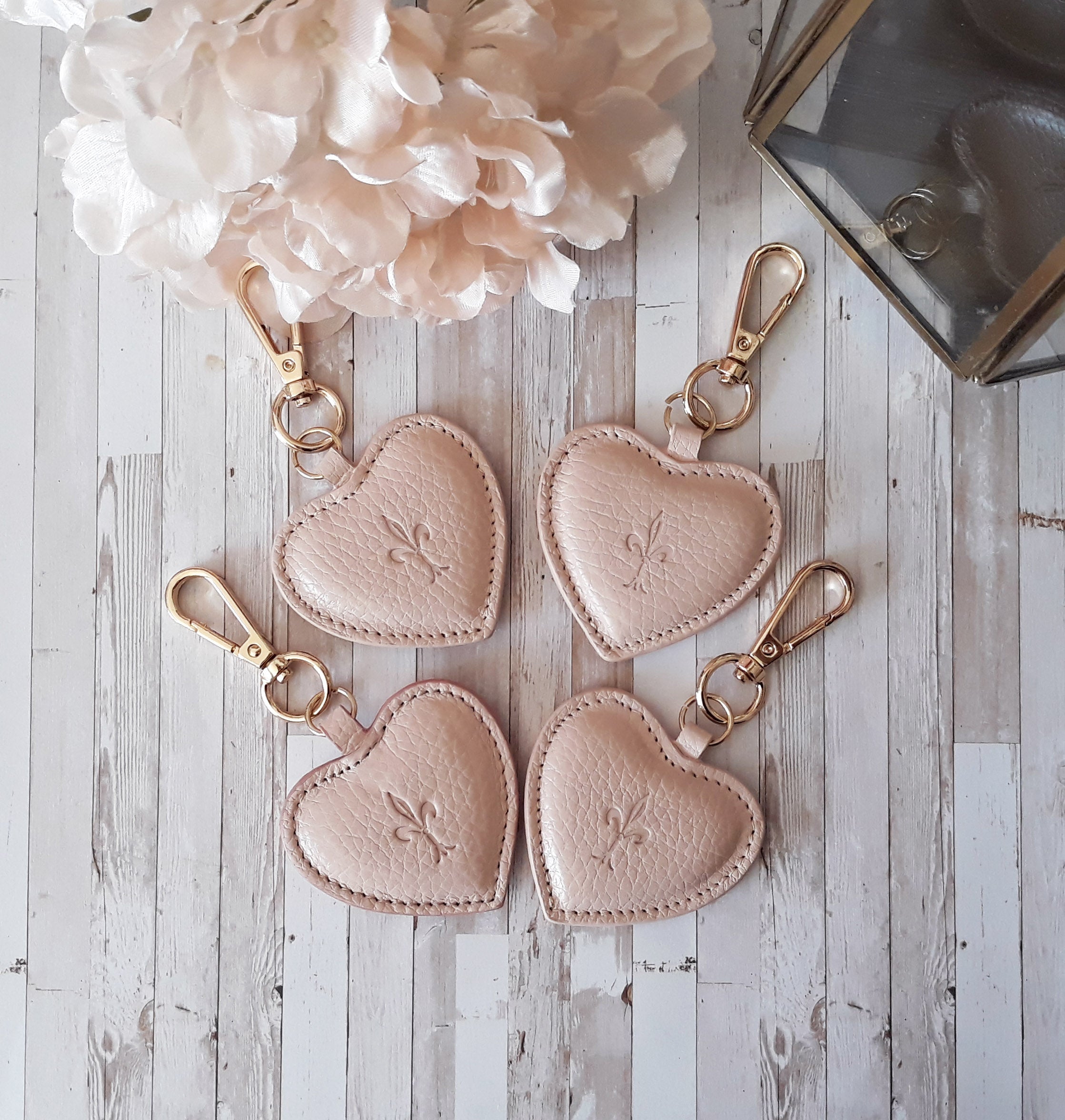 Blush Pink leather Heart key chain - Naya Paperie